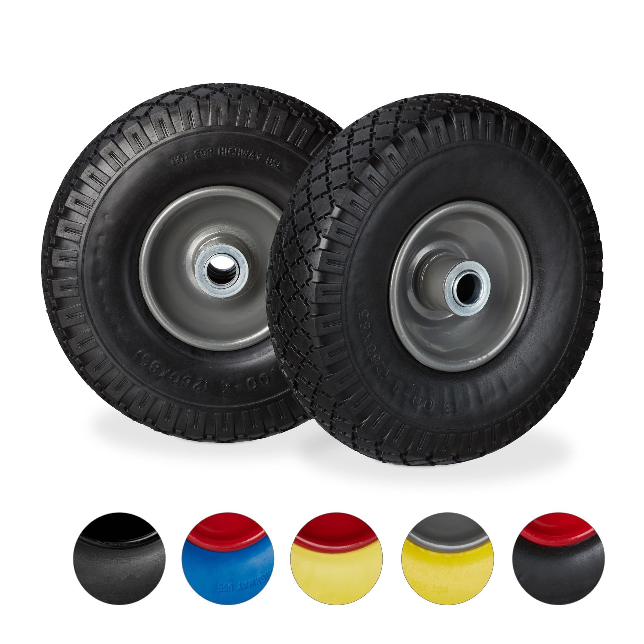 Sackkarrenrad mit Stahlfelge 2er-Set Schwarz-Grau von Relaxdays