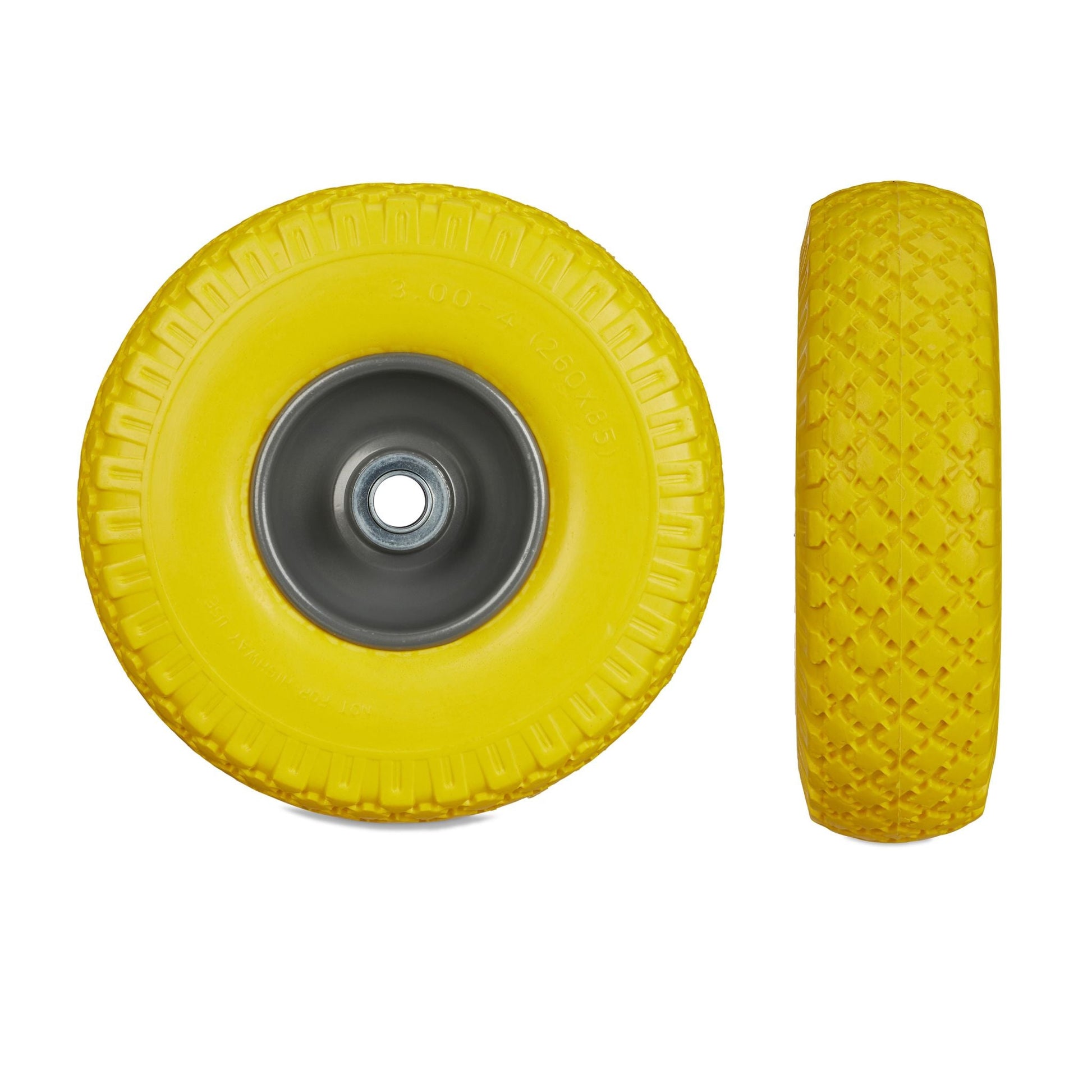 Sackkarrenrad mit Stahlfelge 2er-Set Gelb-Grau von Relaxdays