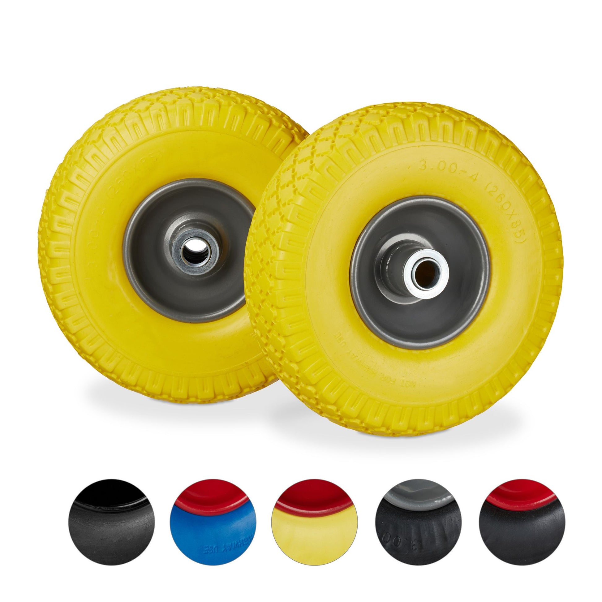 Sackkarrenrad mit Stahlfelge 2er-Set Gelb-Grau von Relaxdays