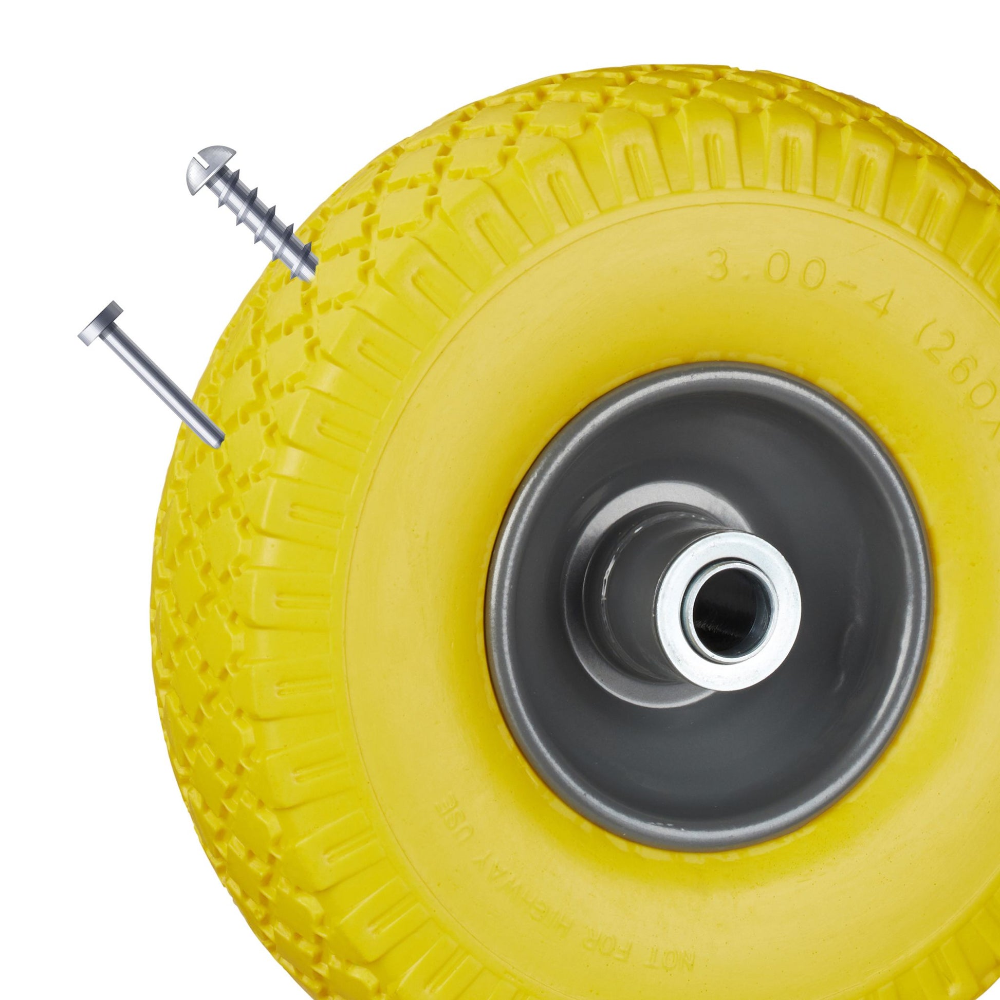 Sackkarrenrad mit Stahlfelge 2er-Set Gelb-Grau von Relaxdays