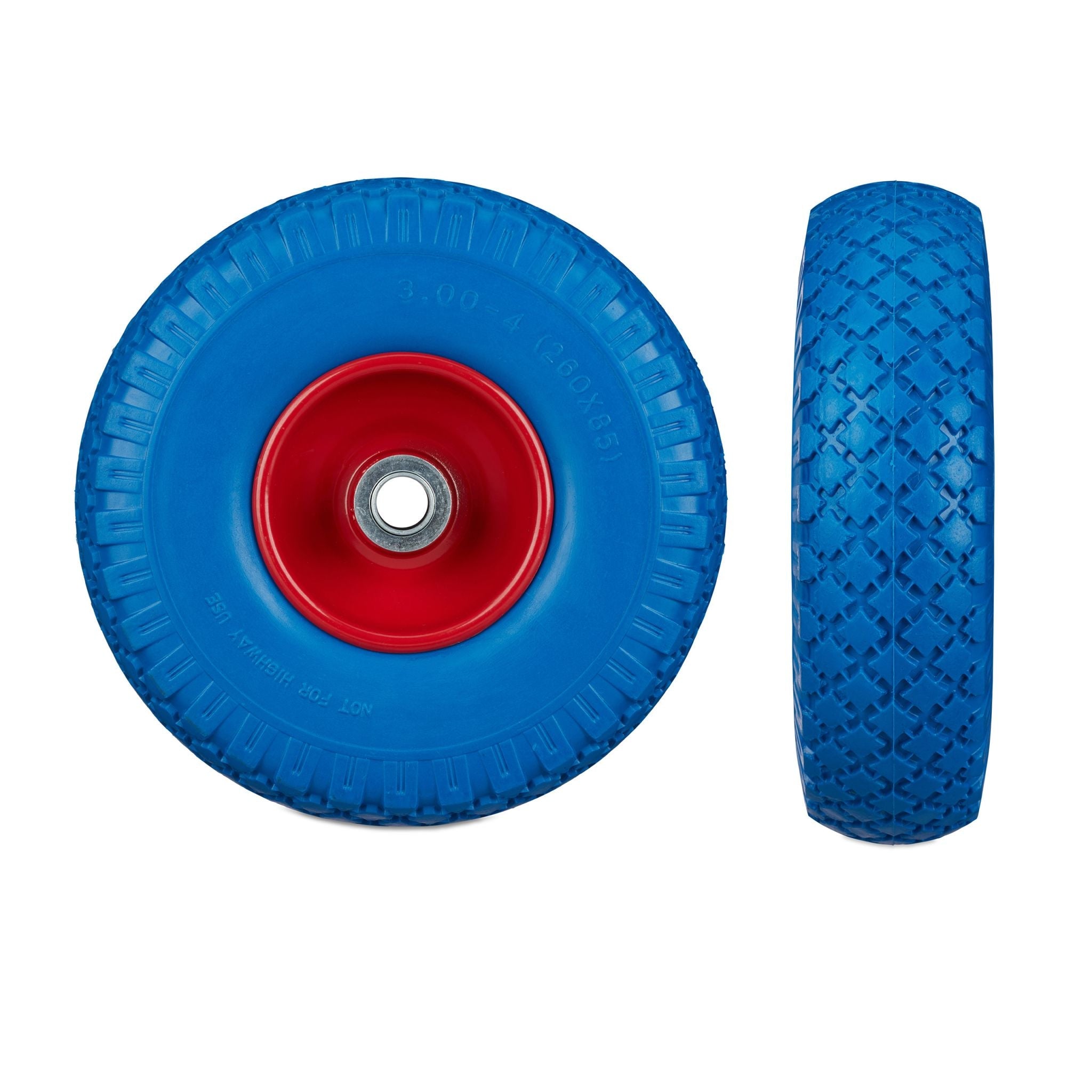 Sackkarrenrad mit Stahlfelge 2er-Set Blau-Rot von Relaxdays