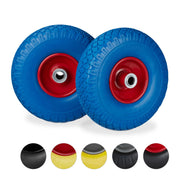 Sackkarrenrad mit Stahlfelge 2er-Set Blau-Rot von Relaxdays