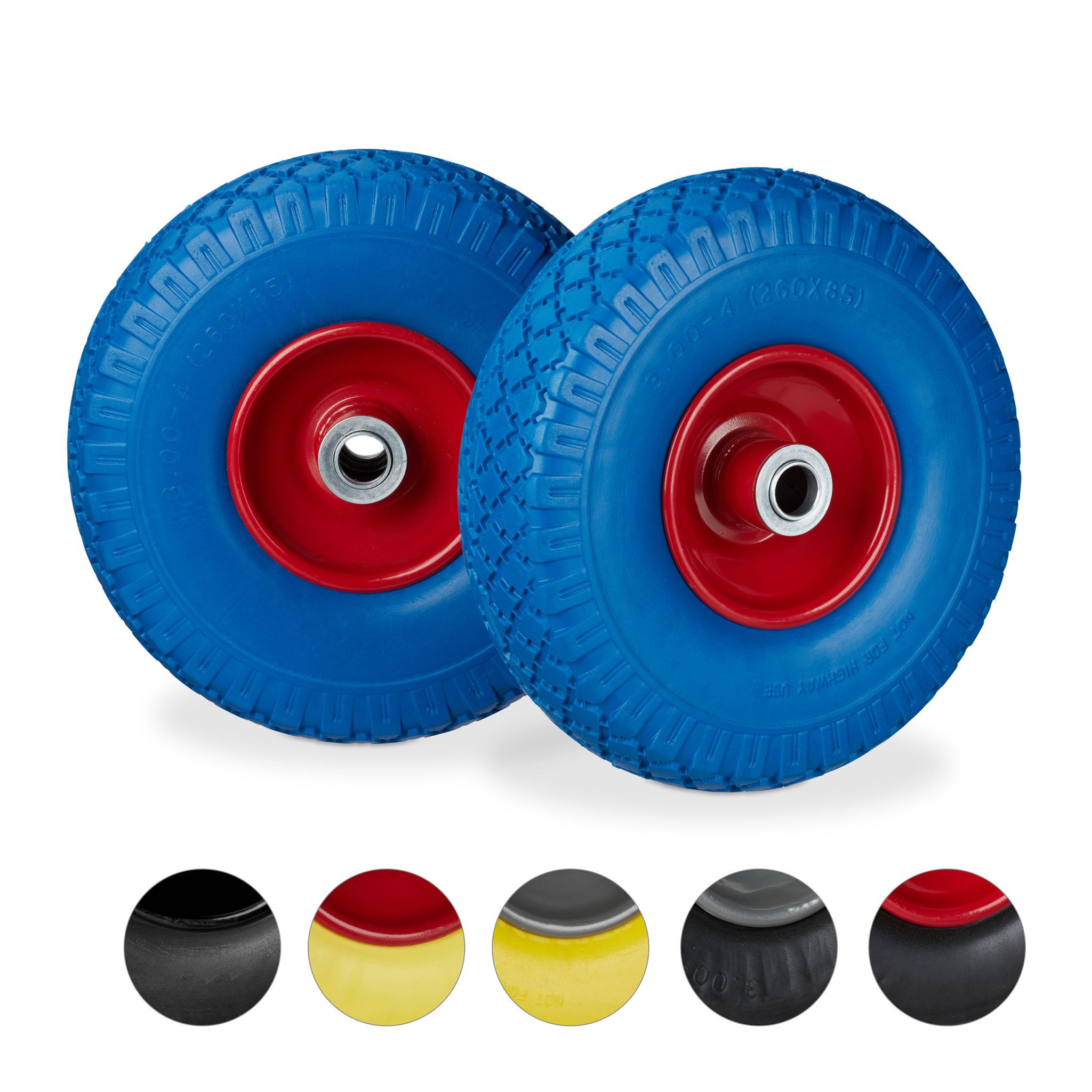 Sackkarrenrad mit Stahlfelge 2er-Set Blau-Rot von Relaxdays