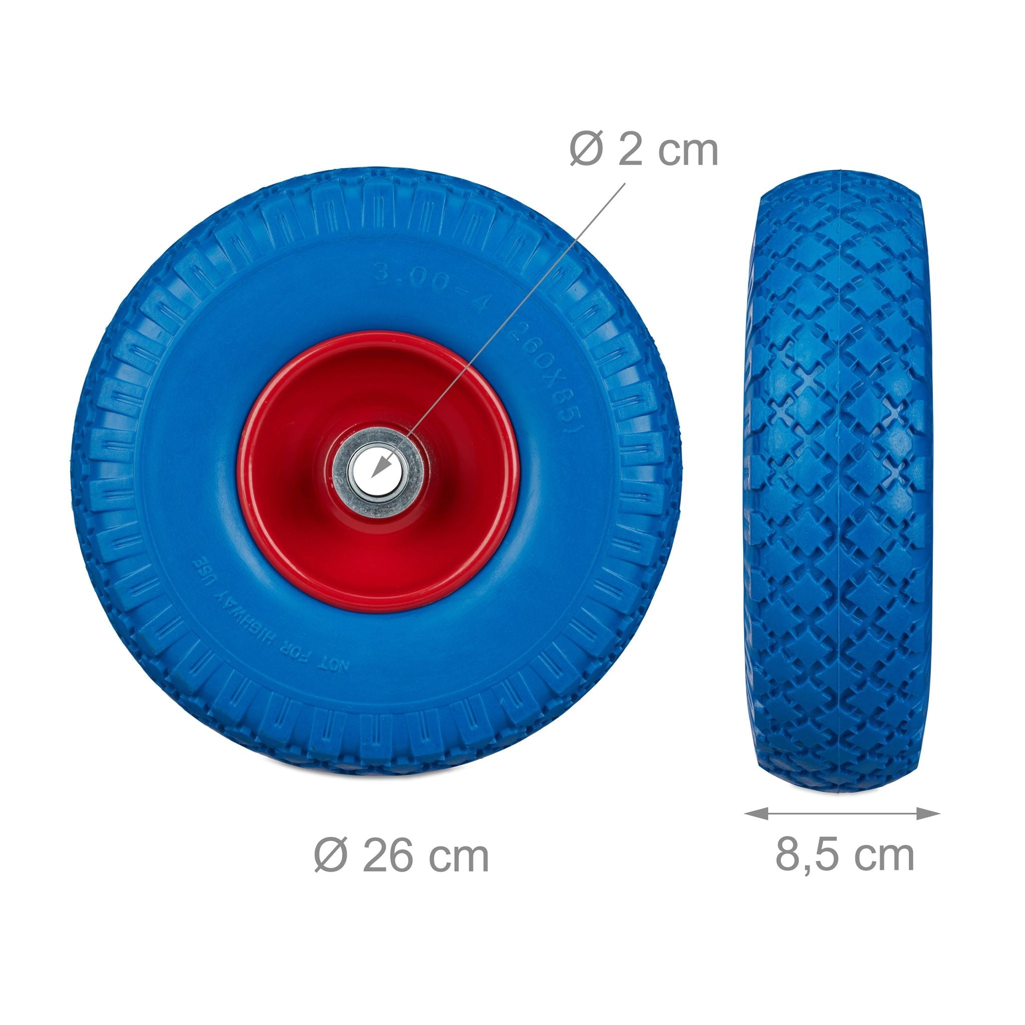 Sackkarrenrad mit Stahlfelge 2er-Set Blau-Rot von Relaxdays
