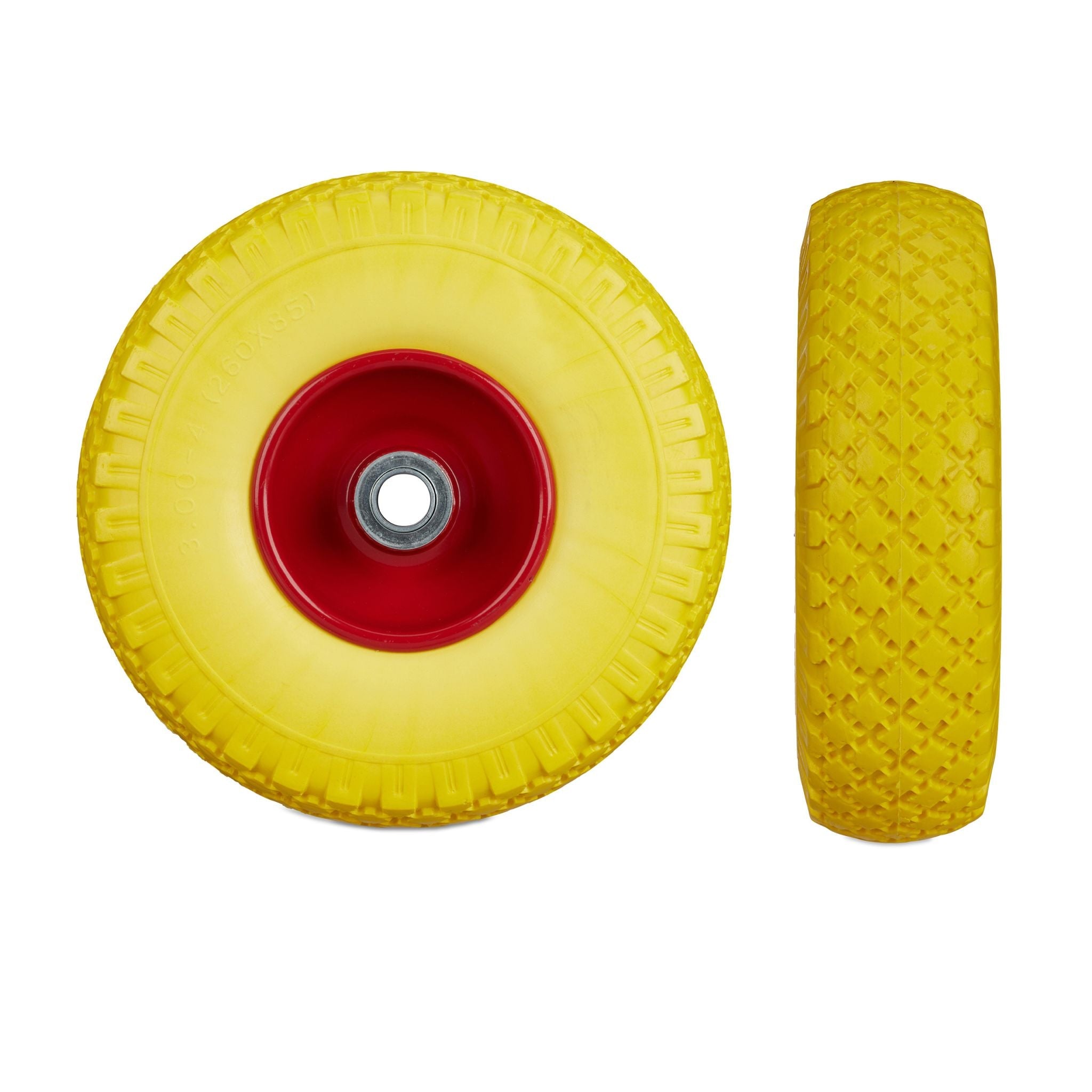 Sackkarrenrad mit Stahlfelge 2er-Set Gelb-Rot von Relaxdays