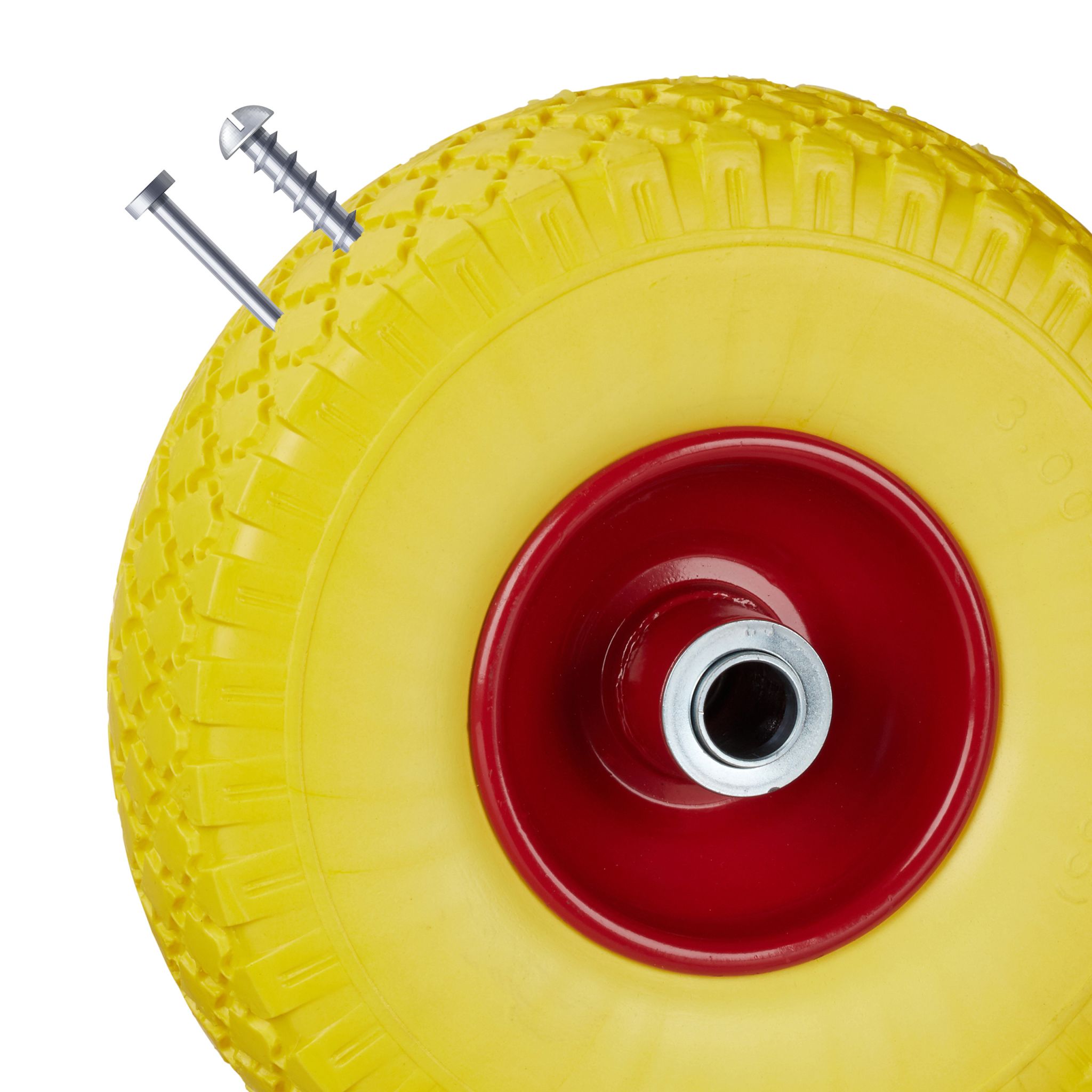 Sackkarrenrad mit Stahlfelge 2er-Set Gelb-Rot von Relaxdays