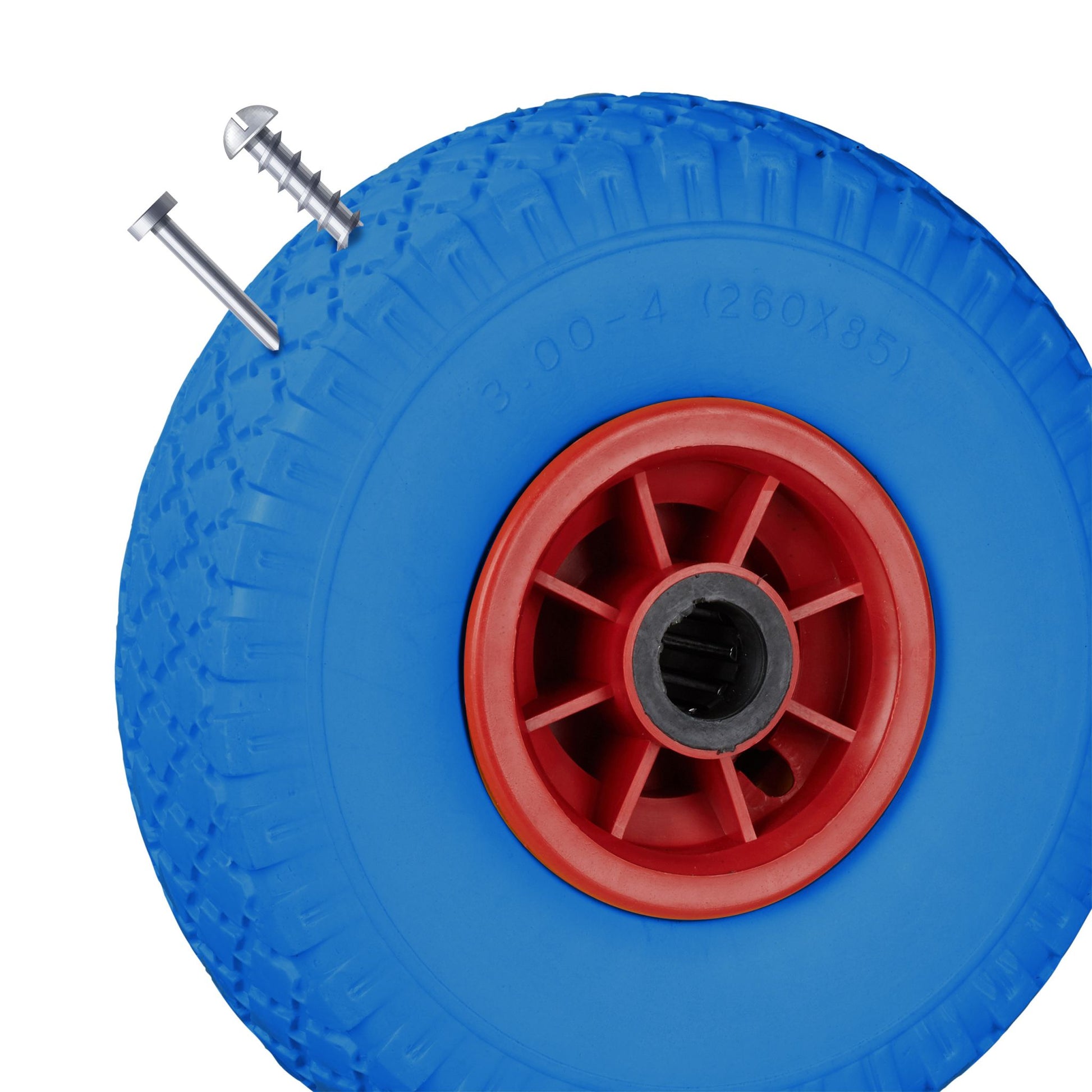 Sackkarrenrad mit Kunststofffelge 2er-Set Blau-Rot von Relaxdays