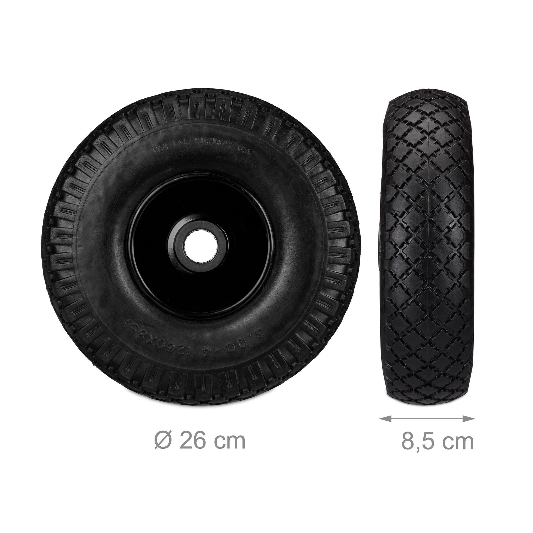 Sackkarrenrad Vollgummi 2er-Set Schwarz von Relaxdays