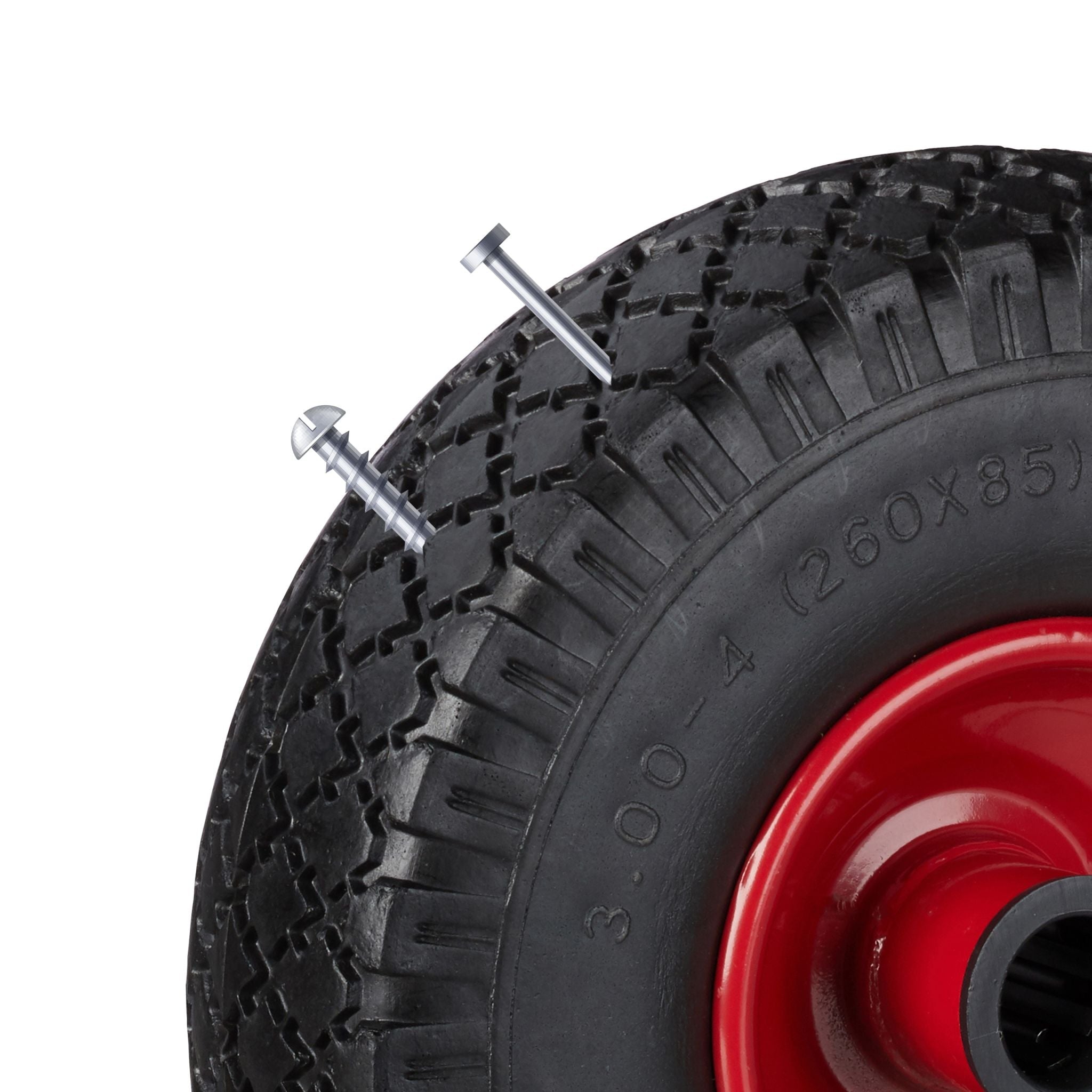 Sackkarrenrad Vollgummi 2er-Set Rot-Schwarz von Relaxdays