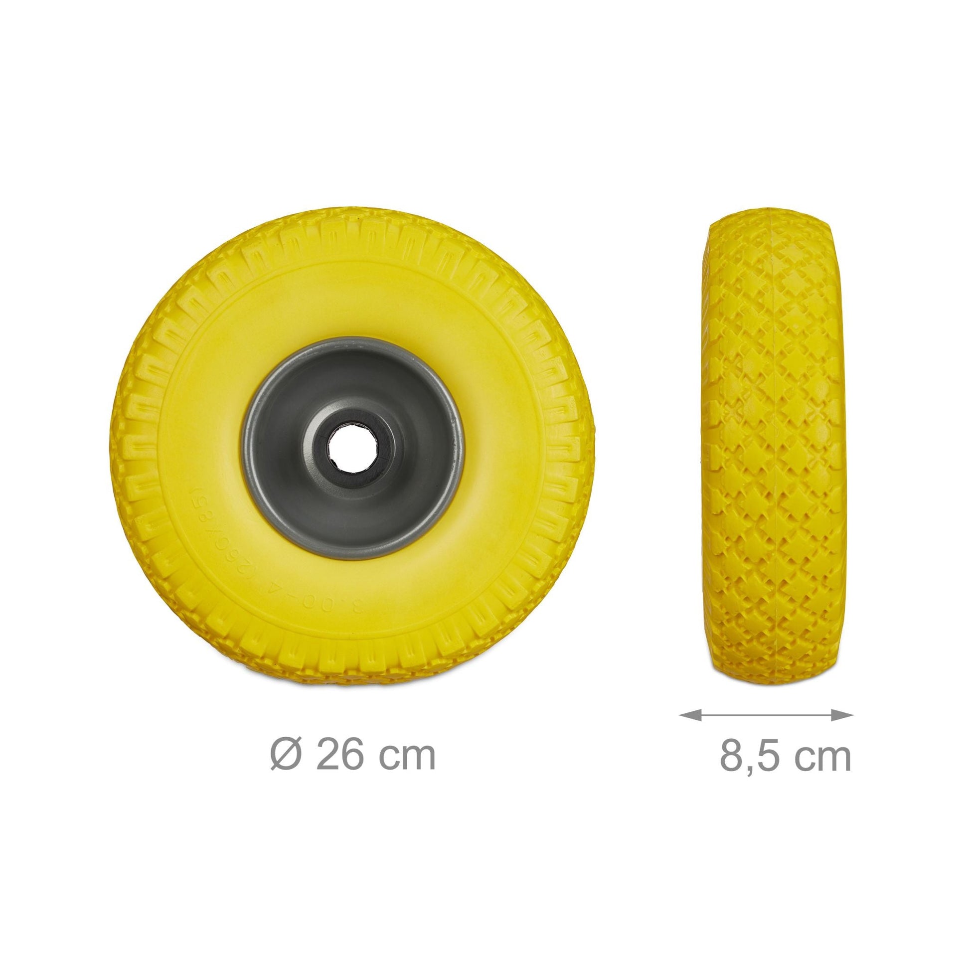 Sackkarrenrad Vollgummi 2er-Set Gelb-Grau von Relaxdays