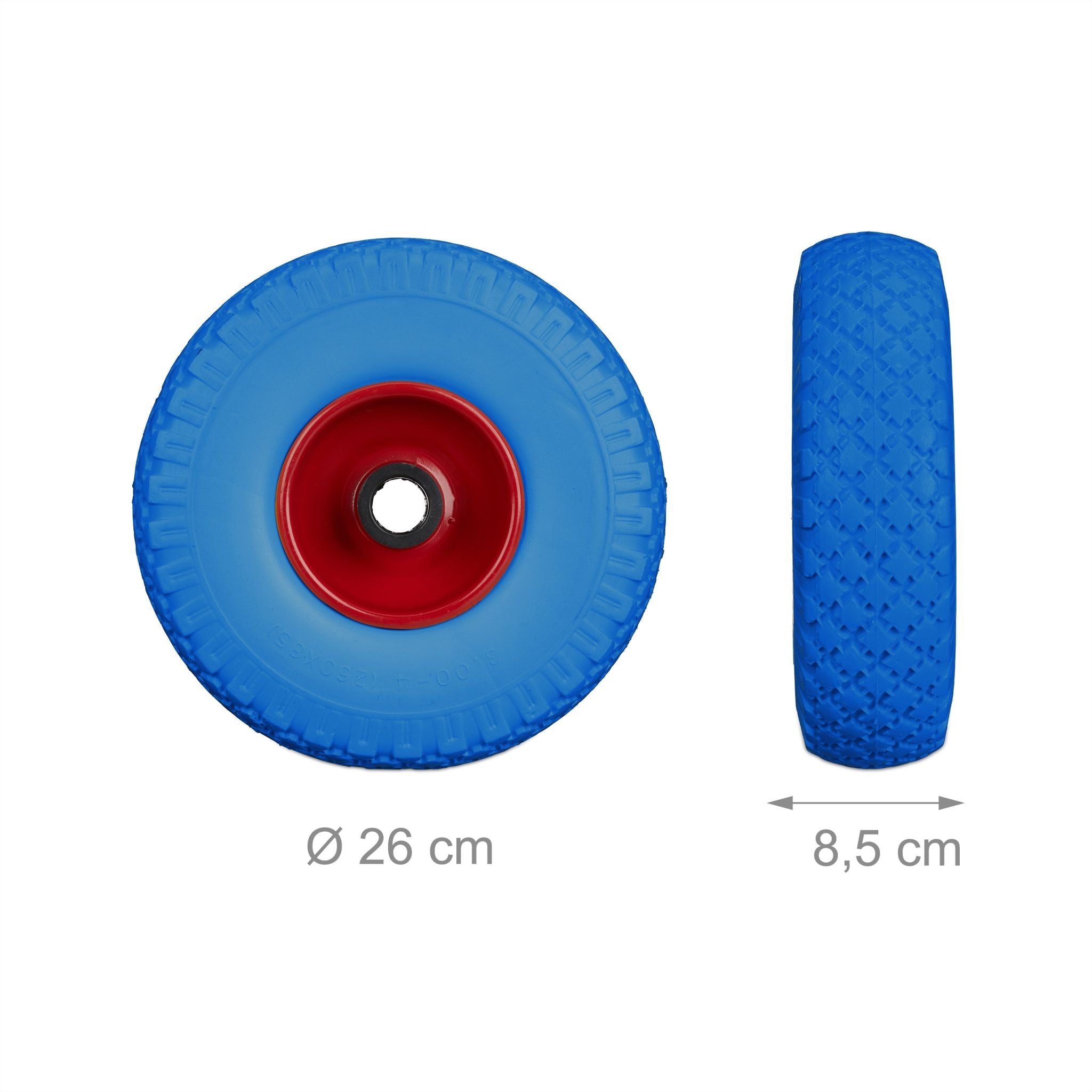 Sackkarrenrad Vollgummi 2er-Set Blau-Rot von Relaxdays