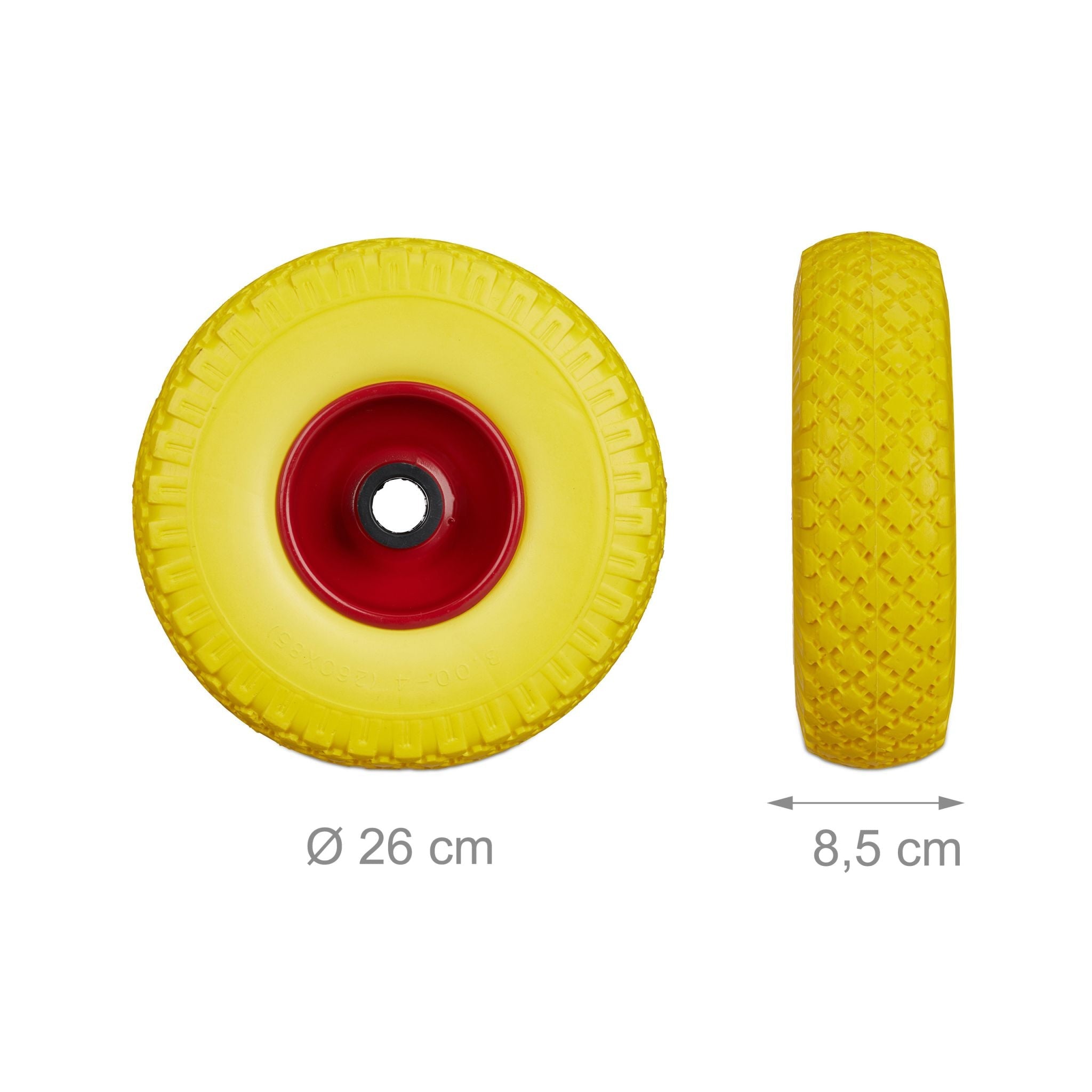 Sackkarrenrad Vollgummi 2er-Set Gelb-Rot von Relaxdays