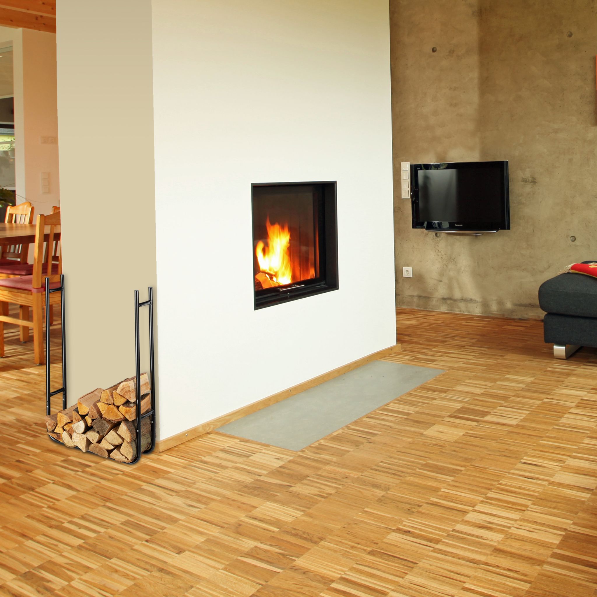 Kaminholzregal schmal Schwarz von Relaxdays