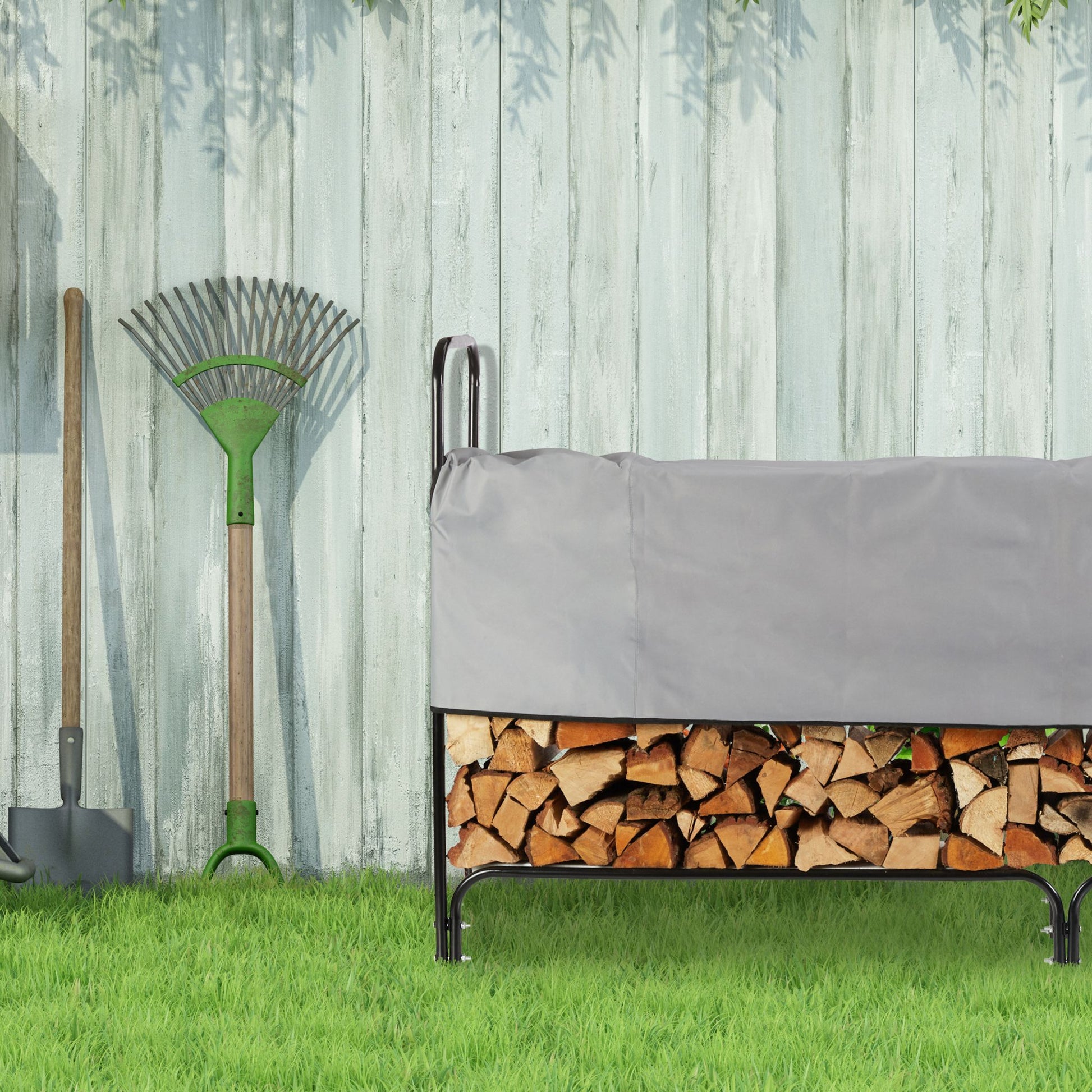 Kaminholzregal Metall Schwarz-Grau von Relaxdays