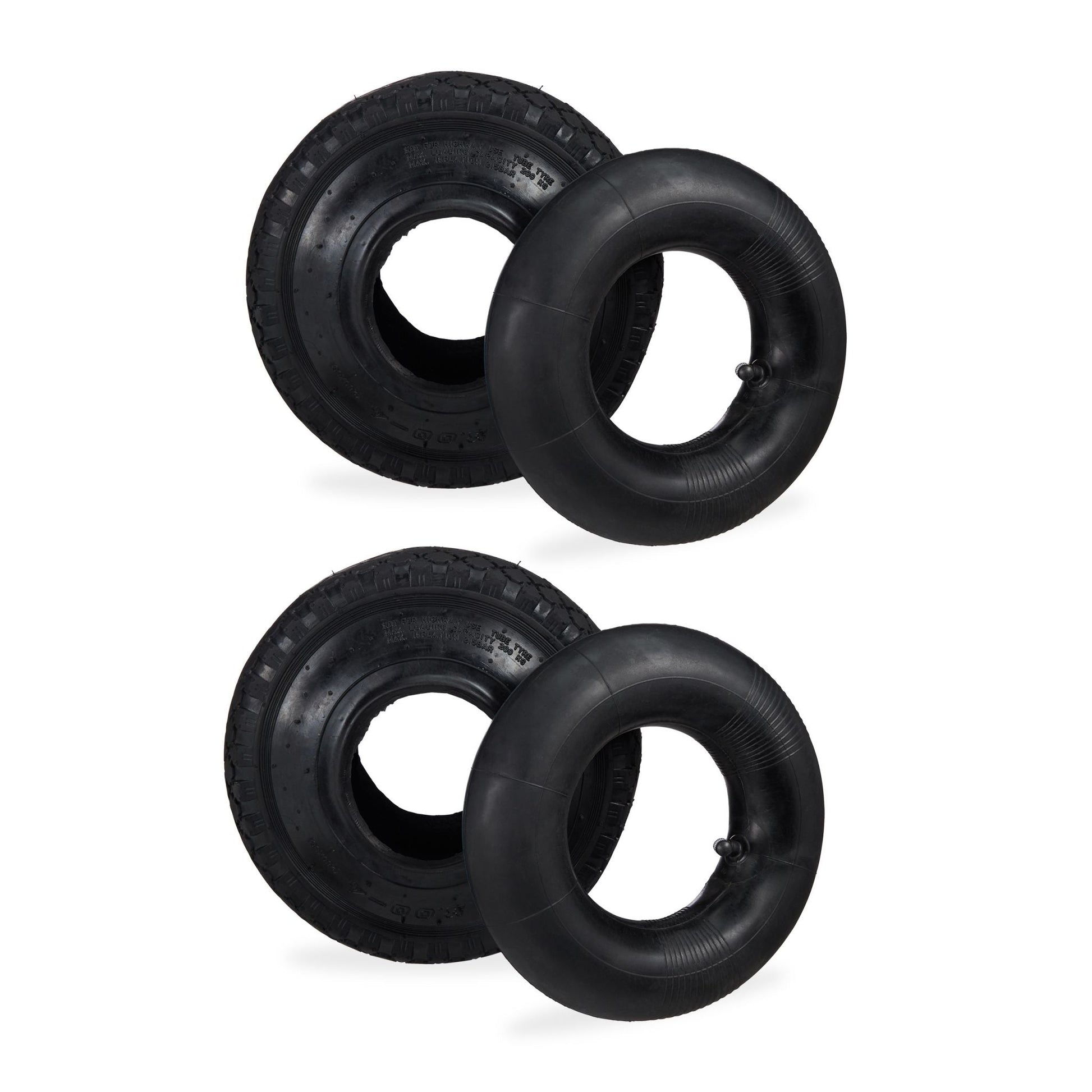Sackkarrenreifen 3.00-4 mit Schlauch 2er-Set Schwarz von Relaxdays