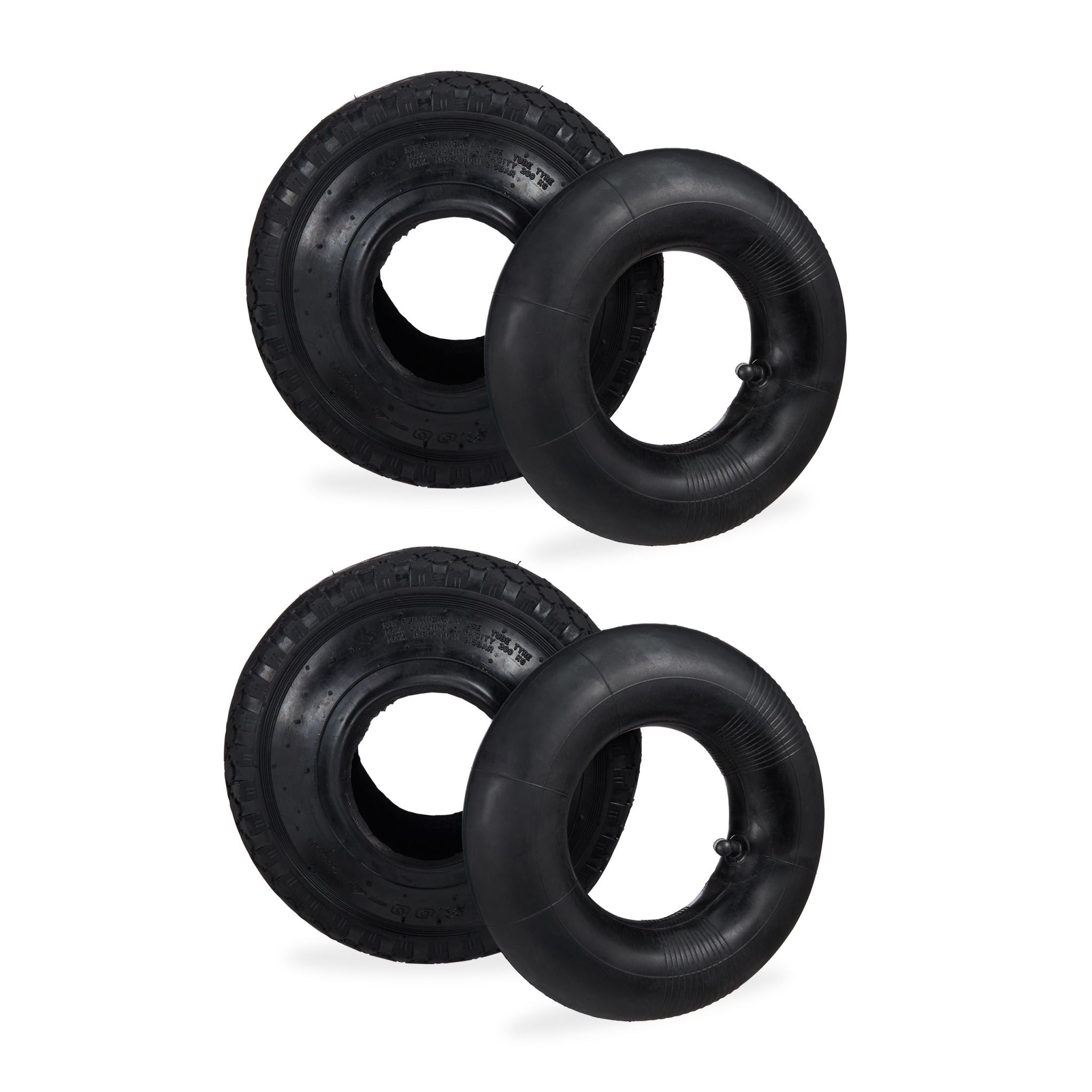 Sackkarrenreifen 3.00-4 mit Schlauch 2er-Set Schwarz von Relaxdays