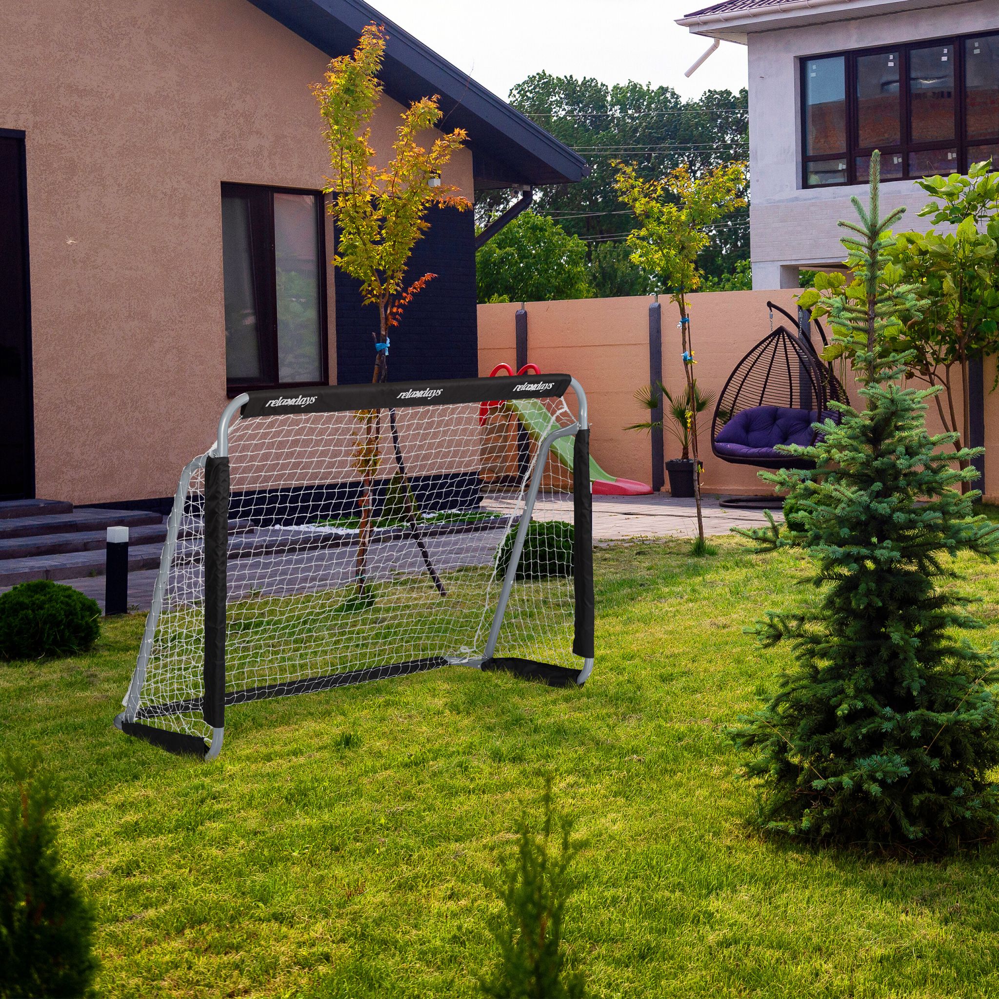 Fussballtor Weiss-Schwarz-Grau von Relaxdays
