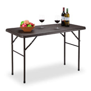 Eckiger Gartentisch Holzoptik Dunkelbraun-Schwarz von Relaxdays
