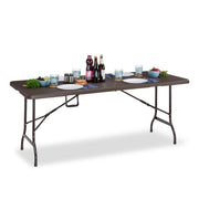 Klappbarer Gartentisch Holzoptik Braun-Schwarz von Relaxdays
