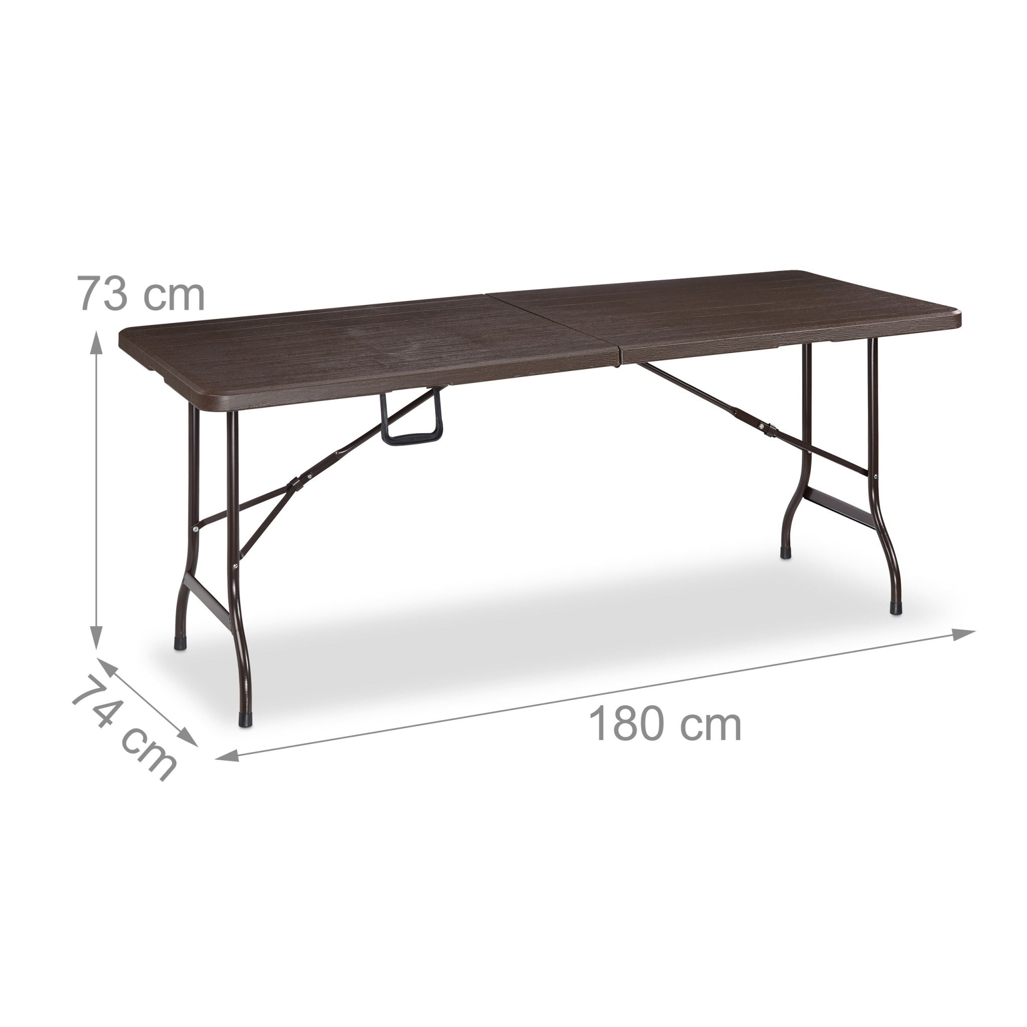 Klappbarer Gartentisch Holzoptik Braun-Schwarz von Relaxdays