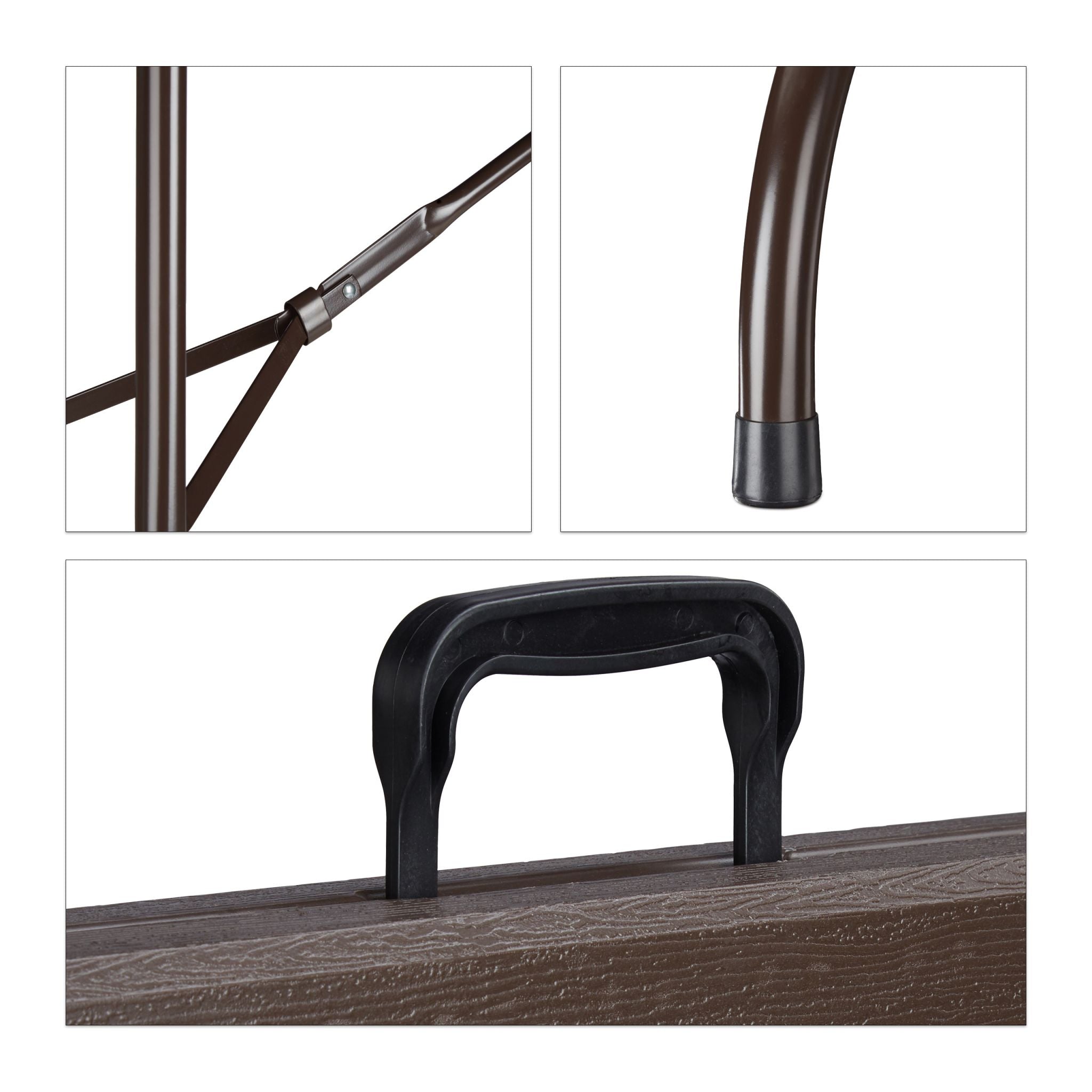 Klappbarer Gartentisch Holzoptik Braun-Schwarz von Relaxdays