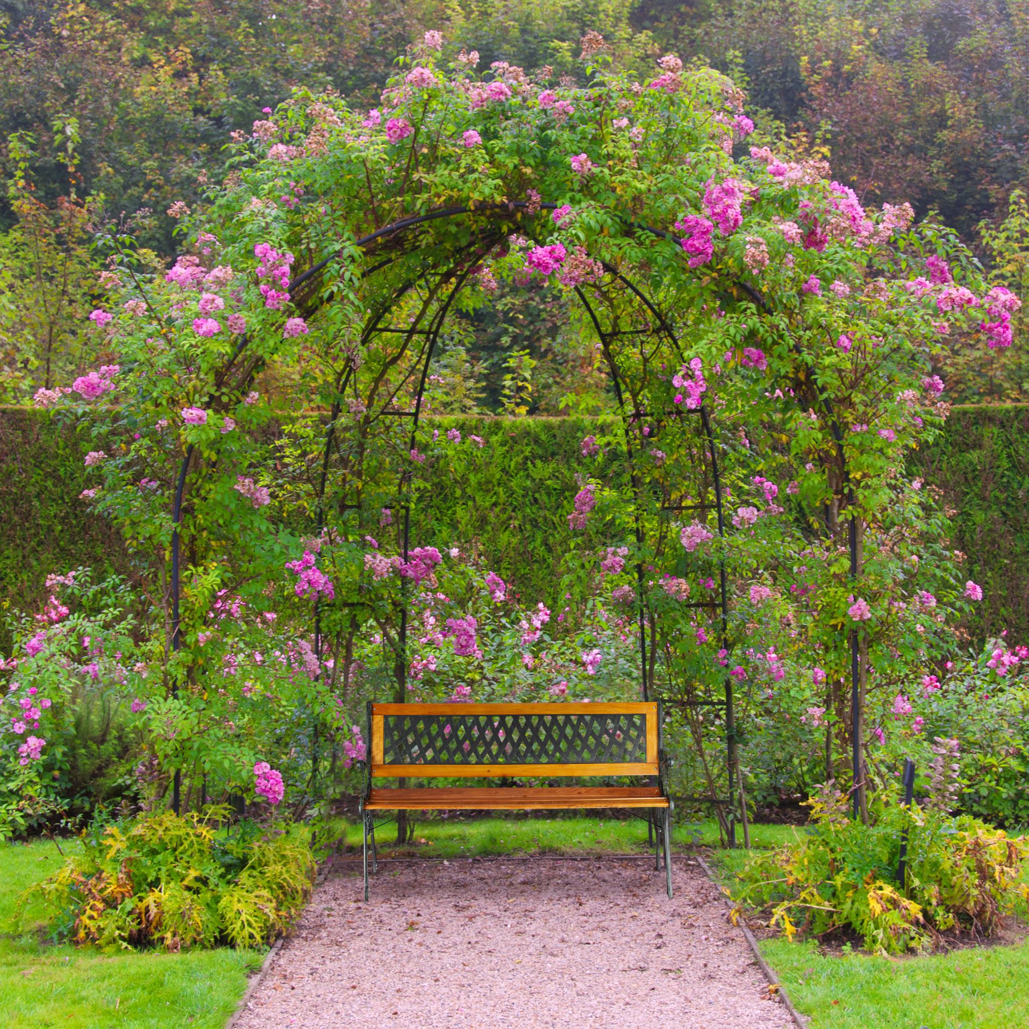 Gartenbank Flechtdesign Braun-Dunkelgrün von Relaxdays