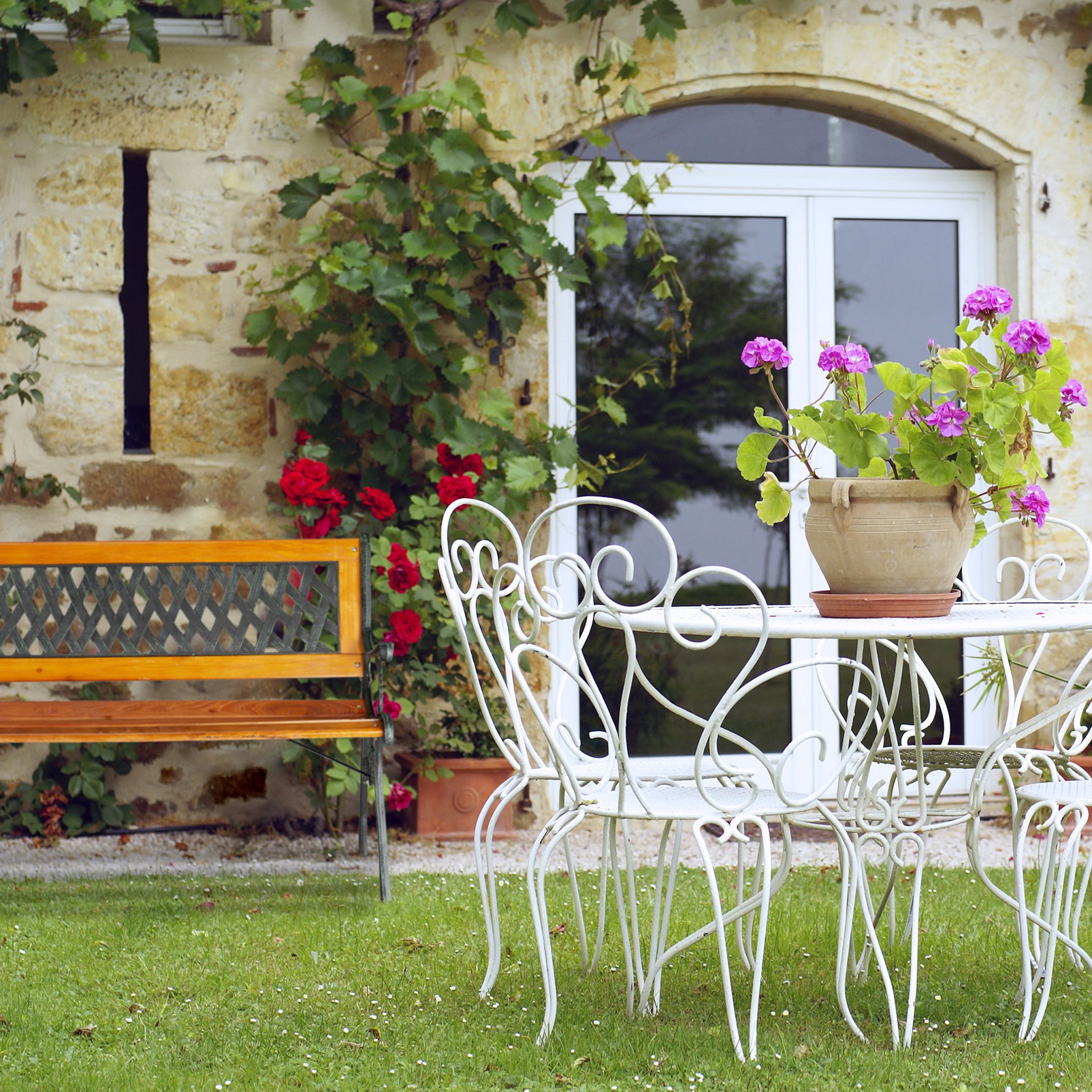 Gartenbank Flechtdesign Braun-Dunkelgrün von Relaxdays