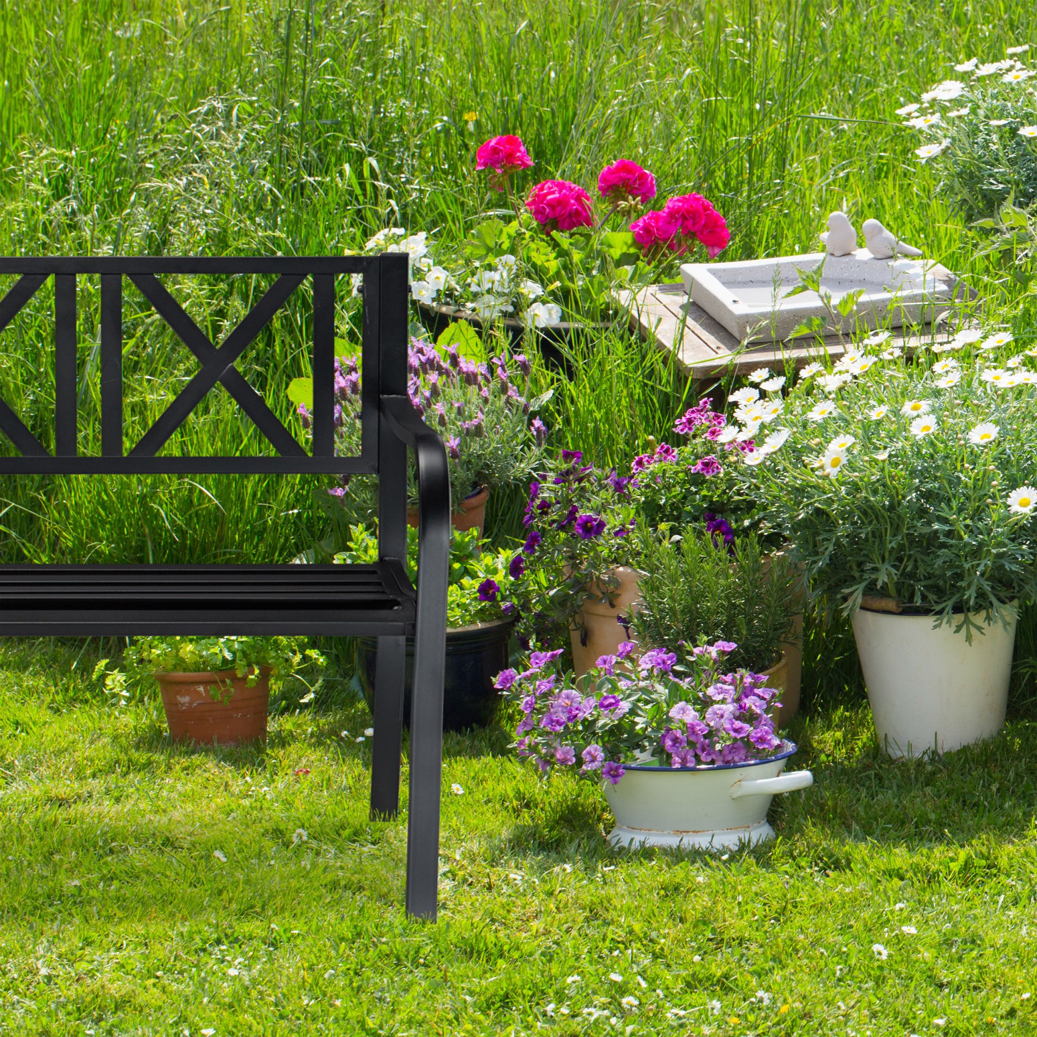 Gartenbank Metall Schwarz
