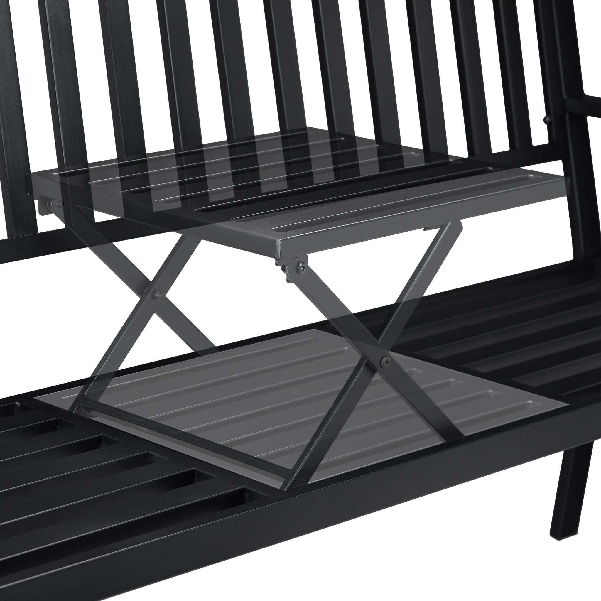 Gartenbank mit klappbarem Tisch Schwarz