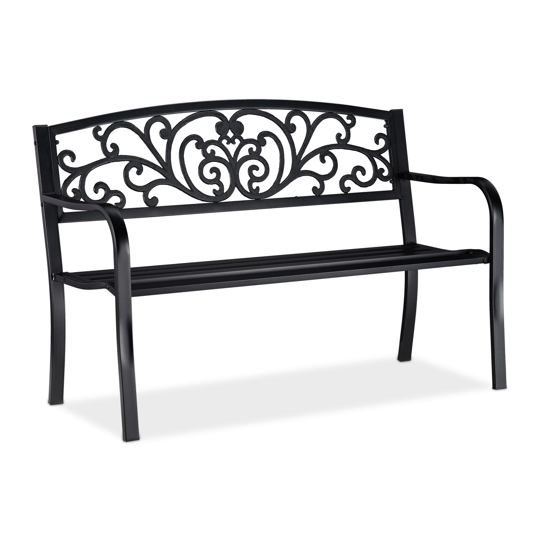 Gartenbank Metall Ornamente Schwarz von Relaxdays