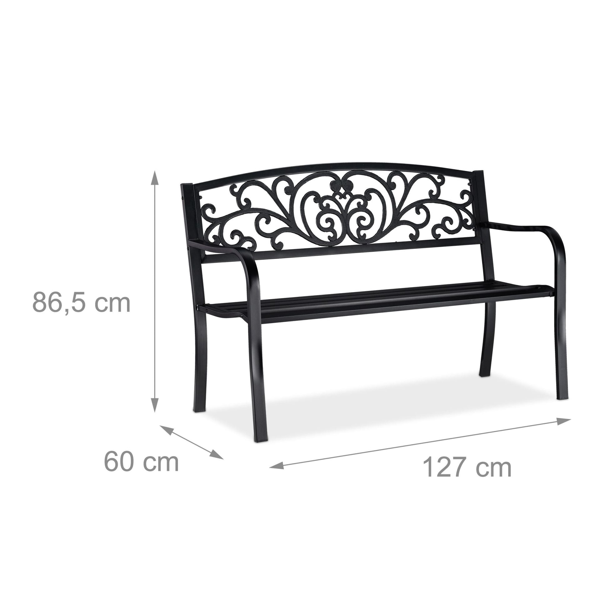 Gartenbank Metall Ornamente Schwarz von Relaxdays