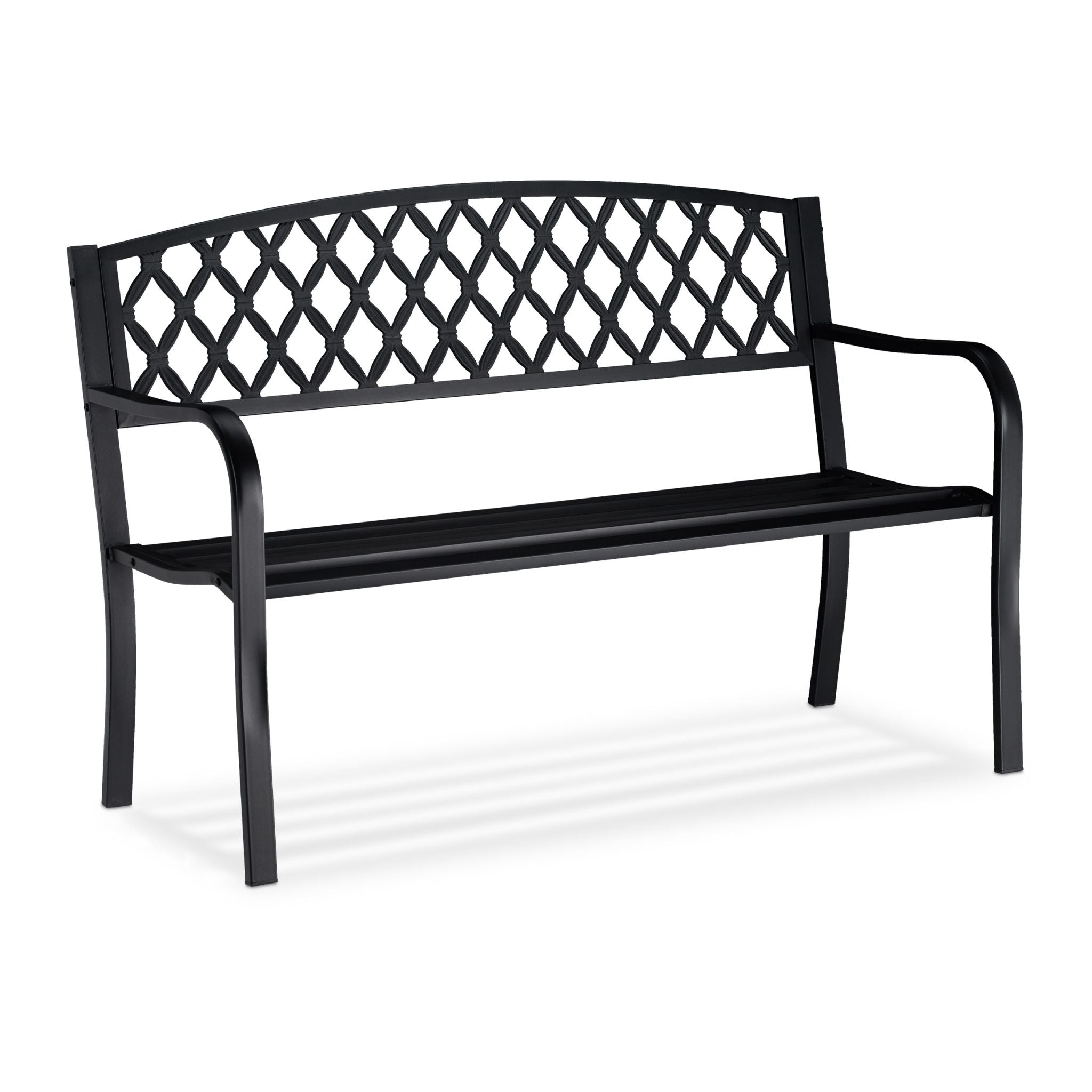 Gartenbank Metall mit Flechtmuster Schwarz