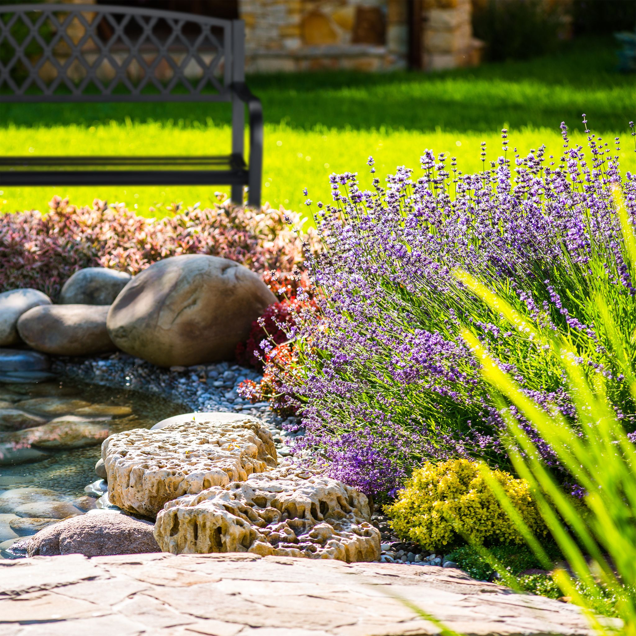 Gartenbank Metall mit Flechtmuster Schwarz