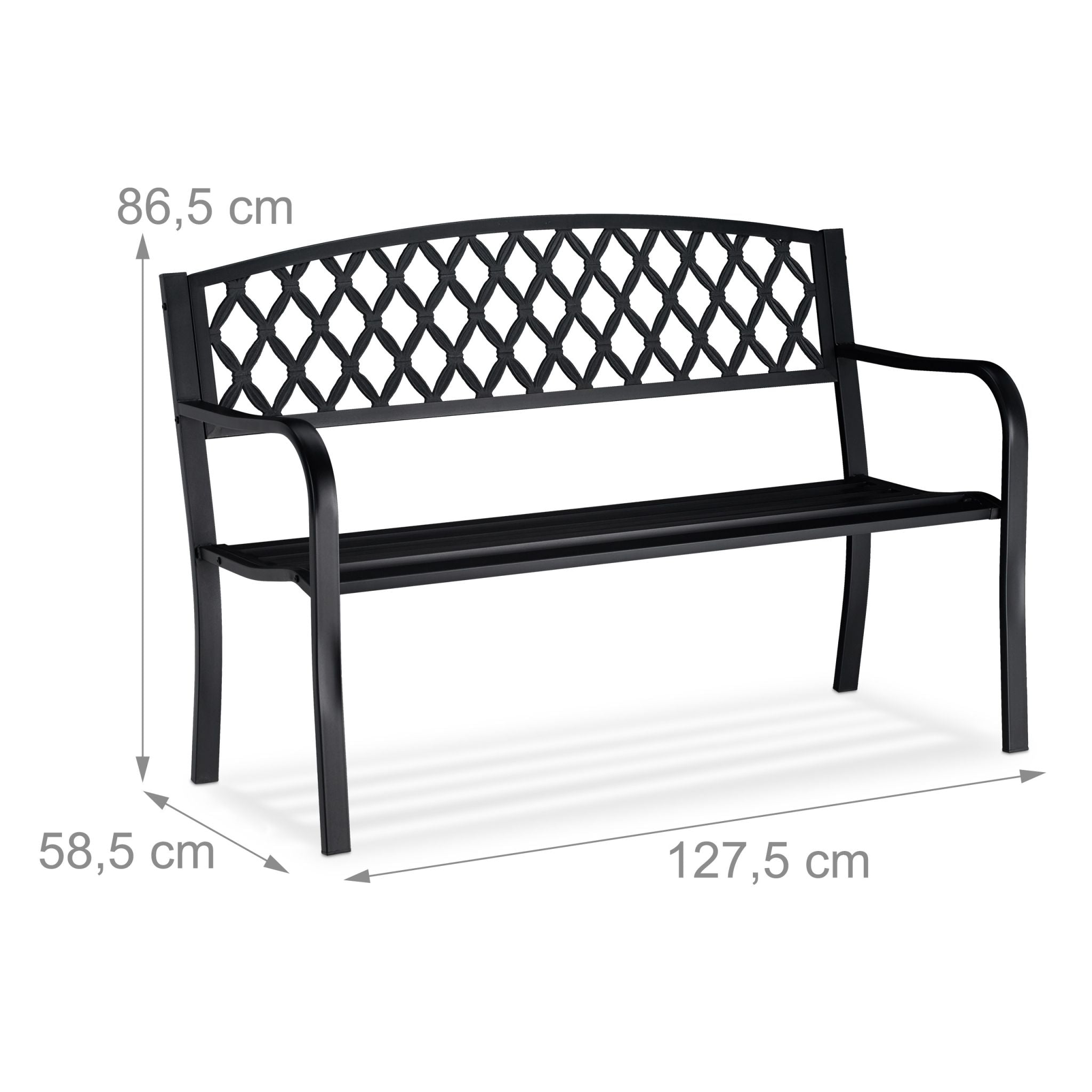Gartenbank Metall mit Flechtmuster Schwarz