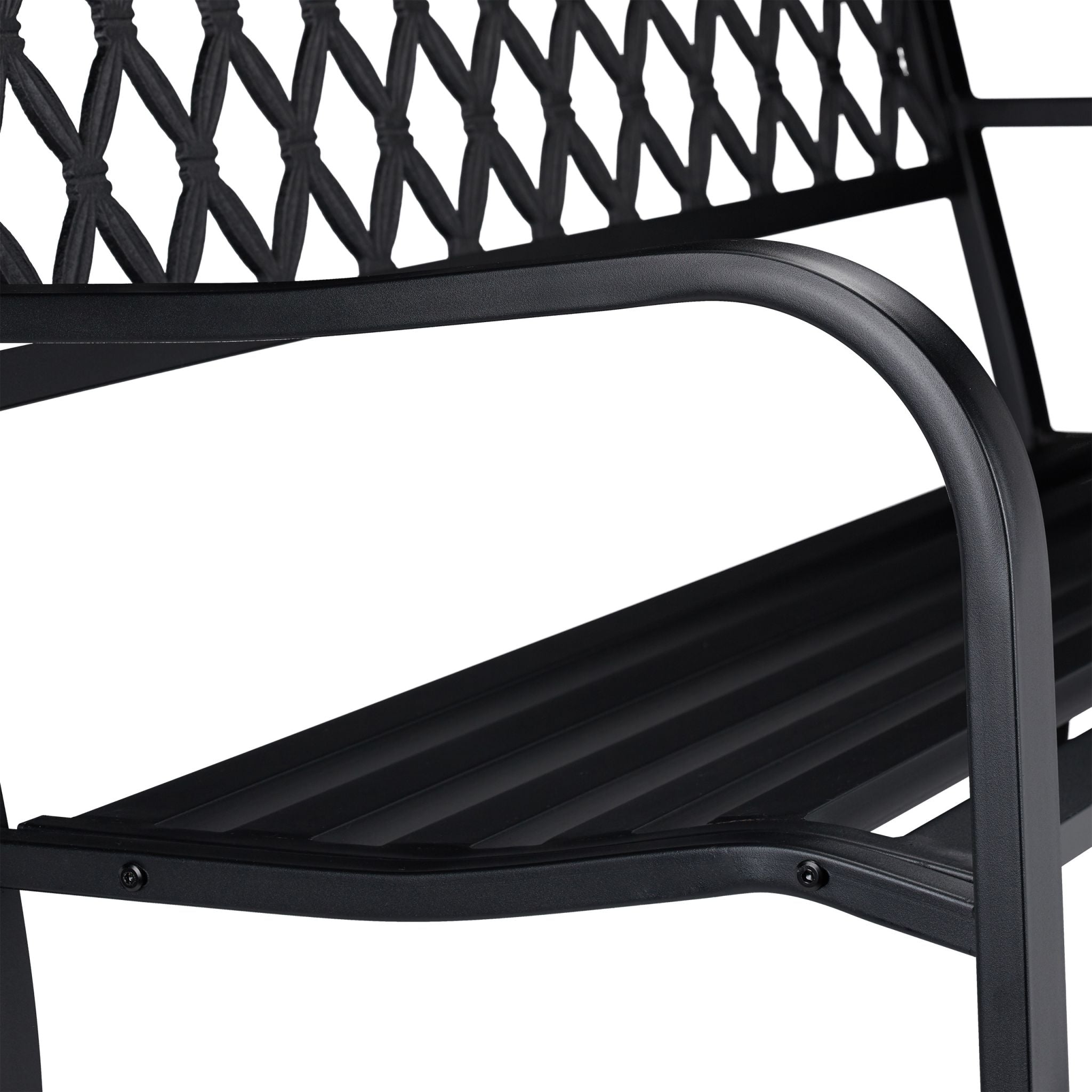 Gartenbank Metall mit Flechtmuster Schwarz