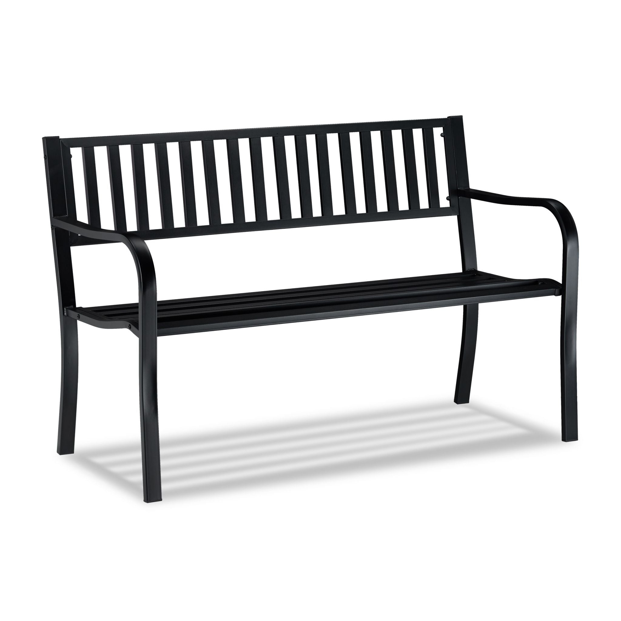 Gartenbank mit Metallstreben Schwarz von Relaxdays