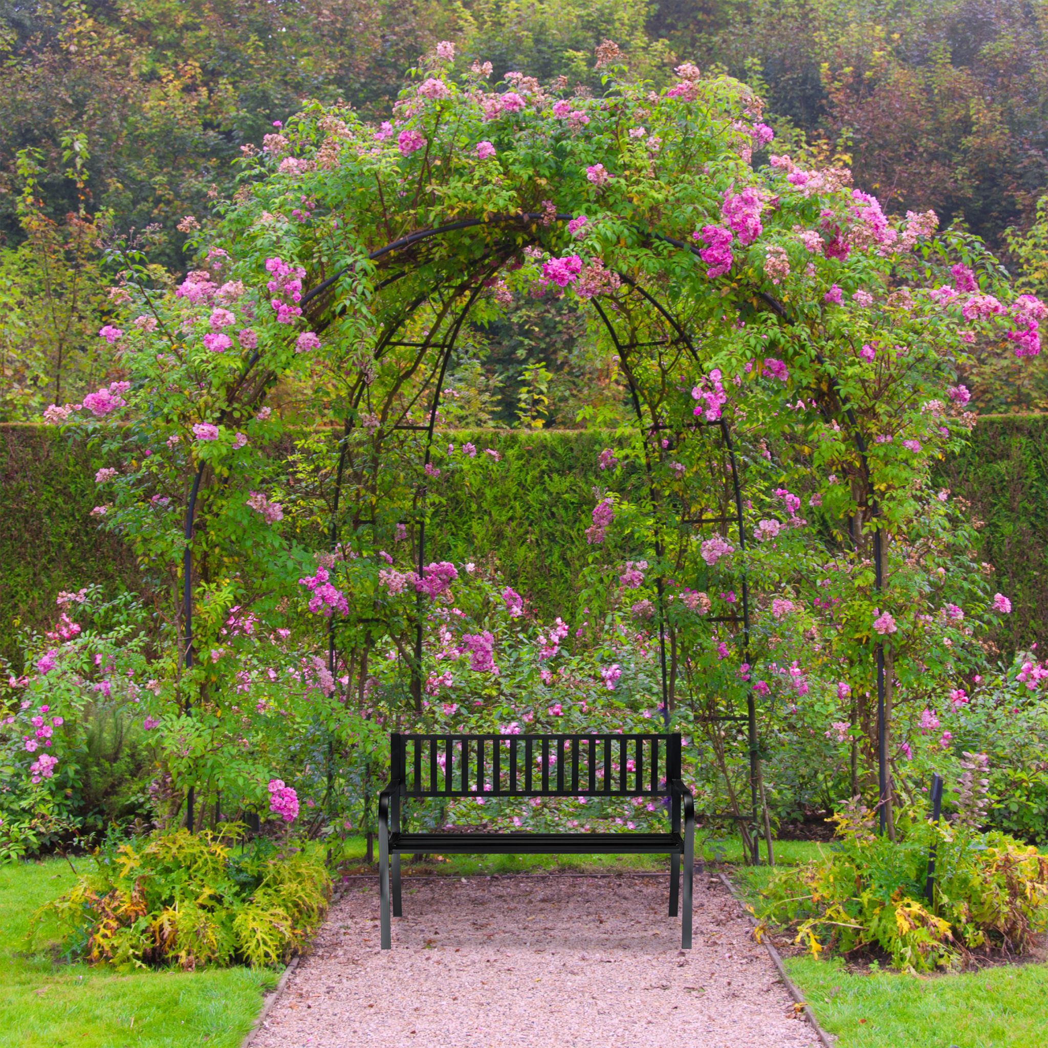 Gartenbank mit Metallstreben Schwarz von Relaxdays
