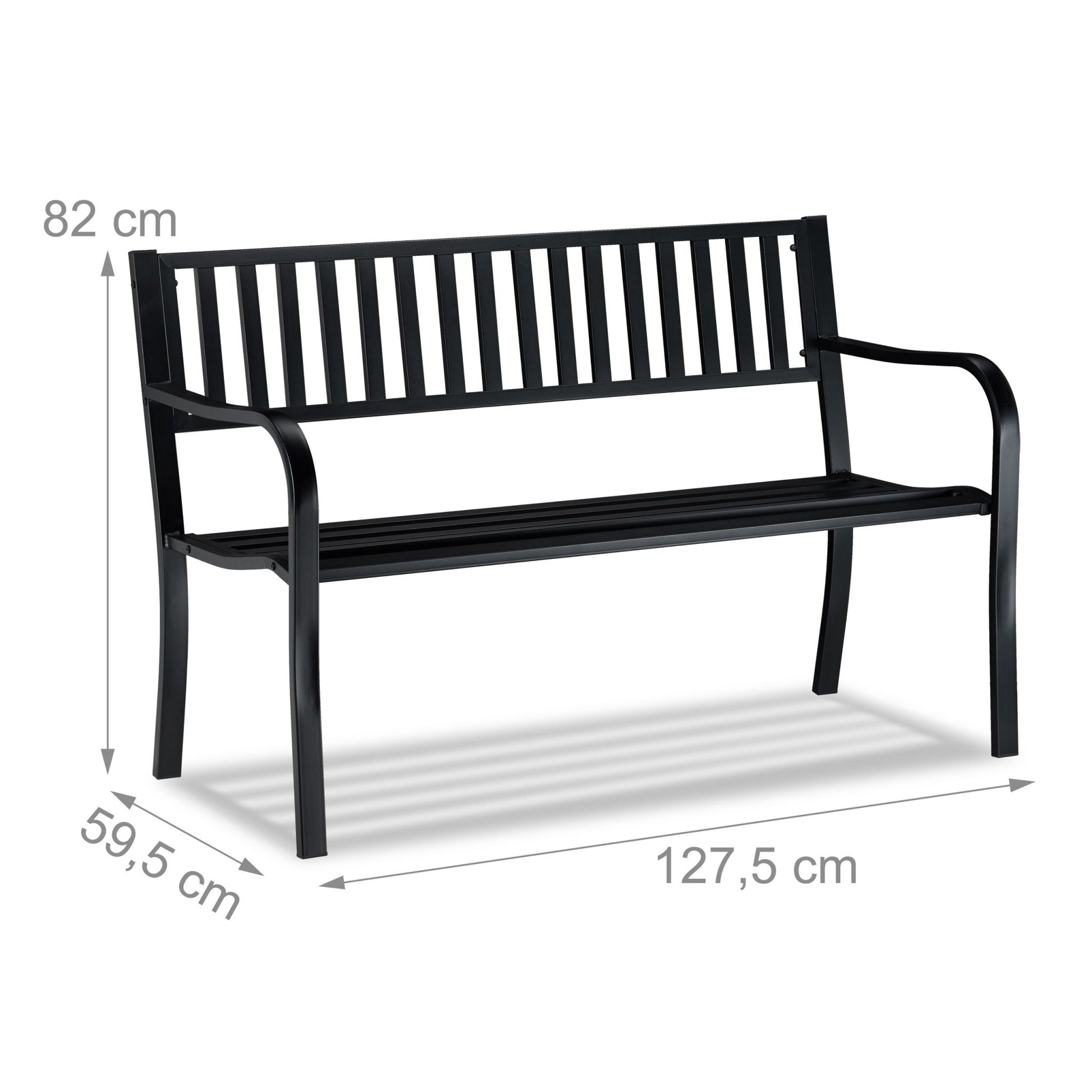 Gartenbank mit Metallstreben Schwarz von Relaxdays