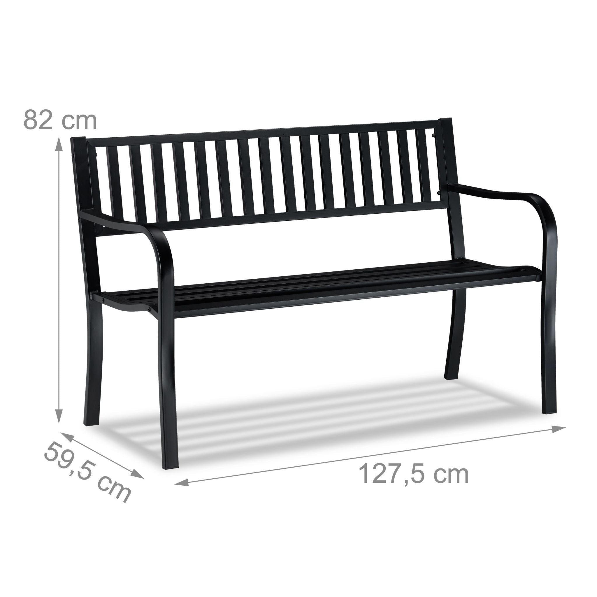 Gartenbank mit Metallstreben Schwarz von Relaxdays