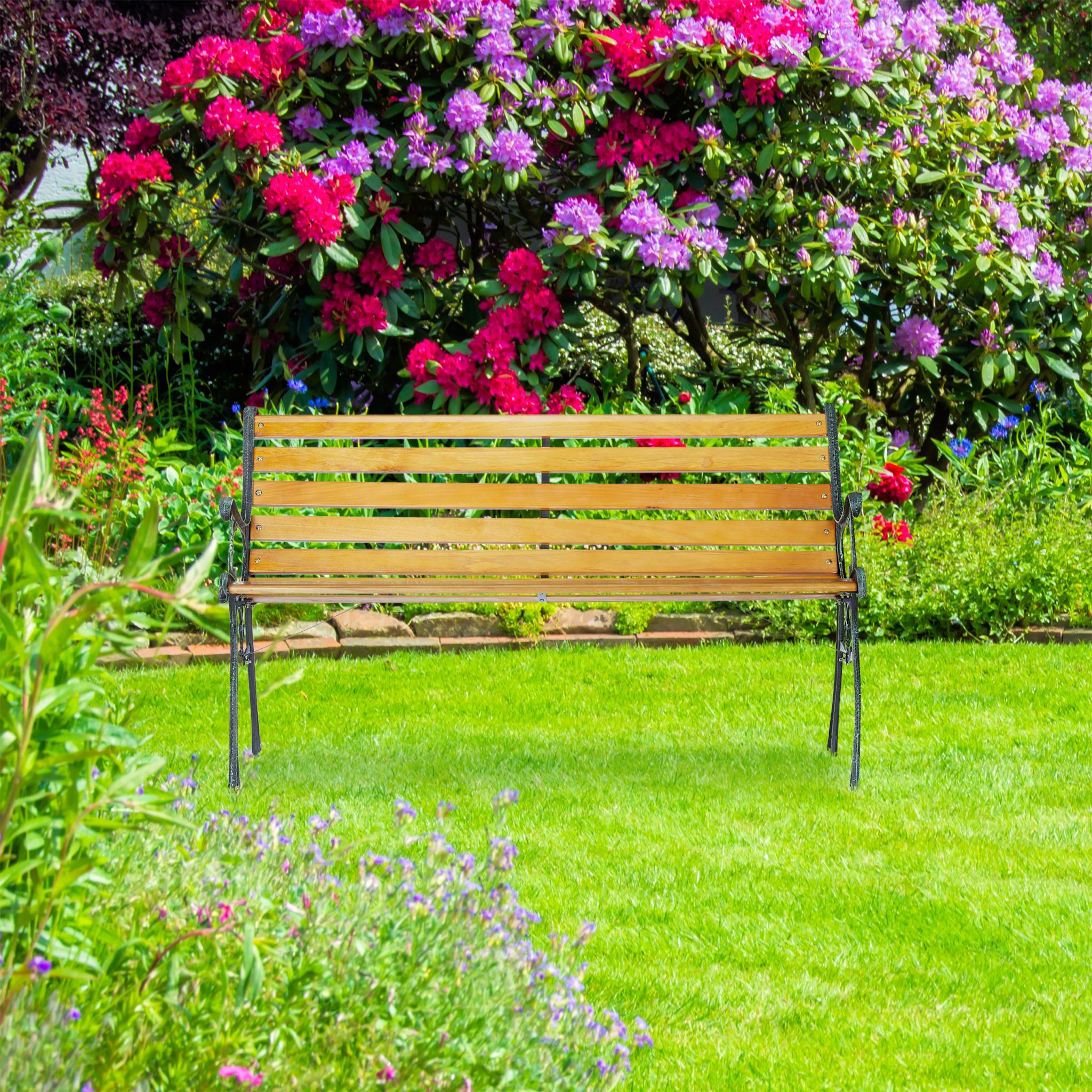 Gartenbank mit Gusseisenrahmen Braun-Dunkelgrün