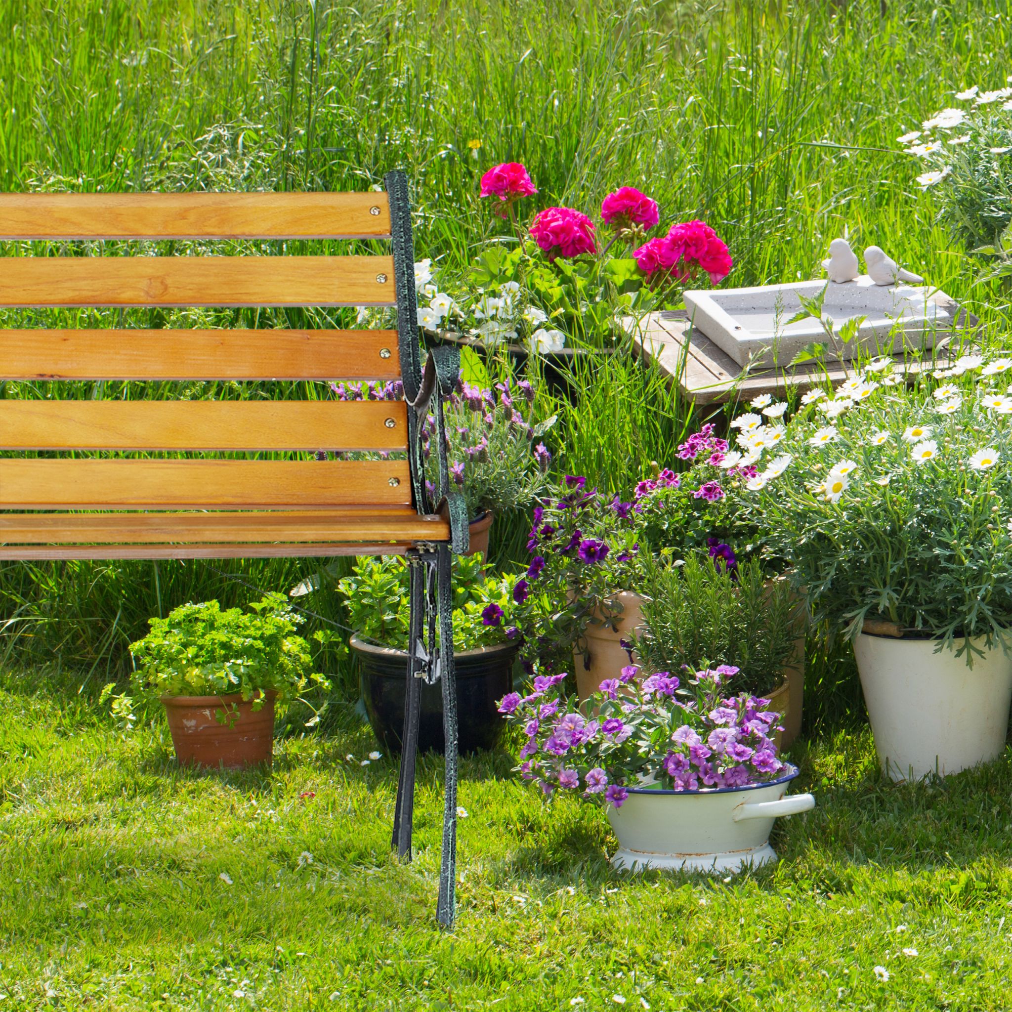 Gartenbank mit Gusseisenrahmen Braun-Dunkelgrün