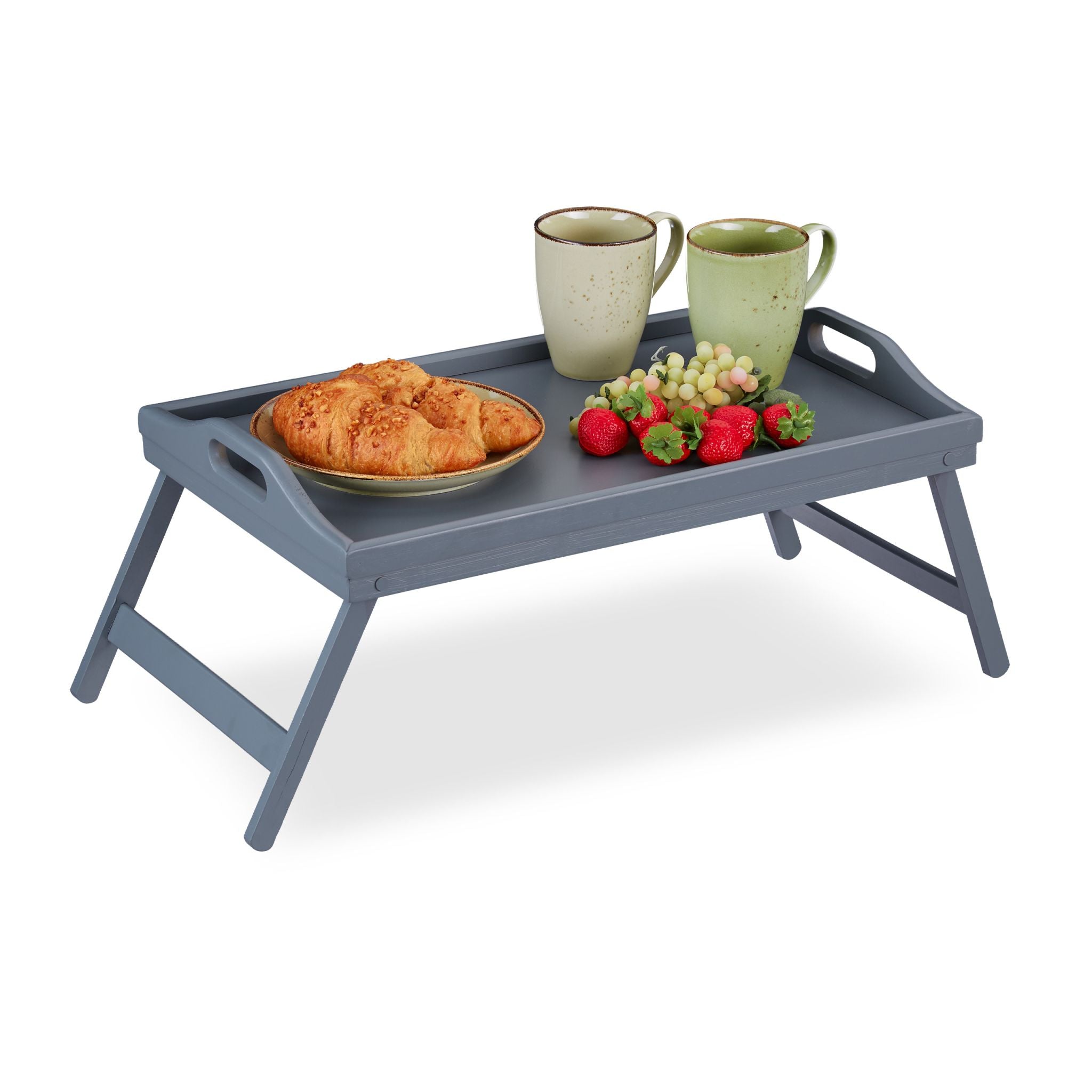 Betttablett Bambus Grau von Relaxdays