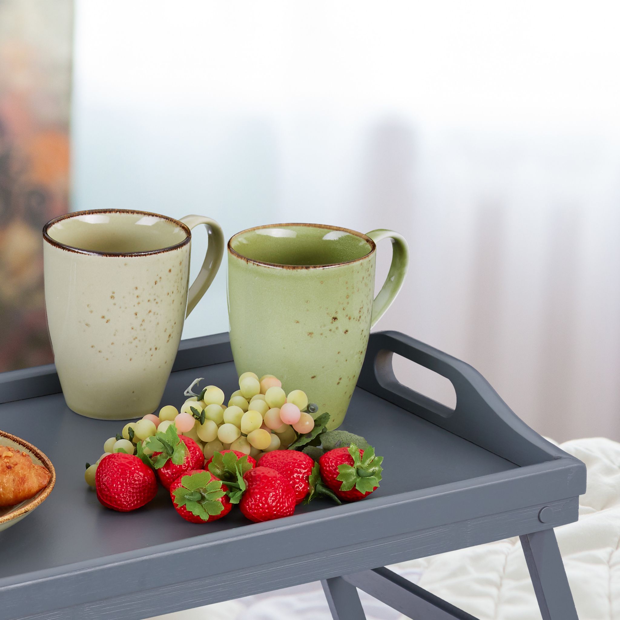 Betttablett Bambus Grau von Relaxdays