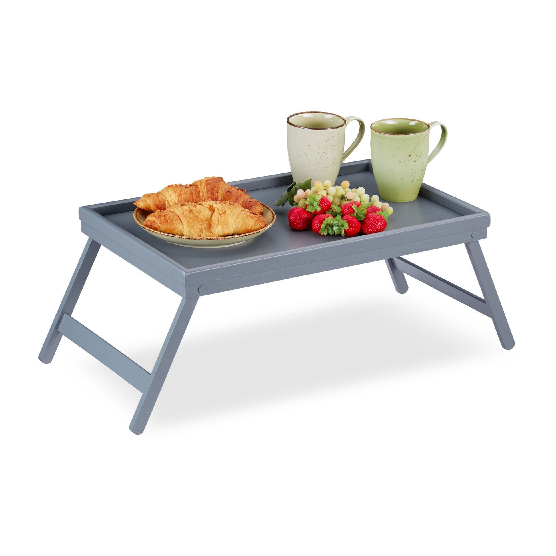 Betttablett Bambus Grau von Relaxdays