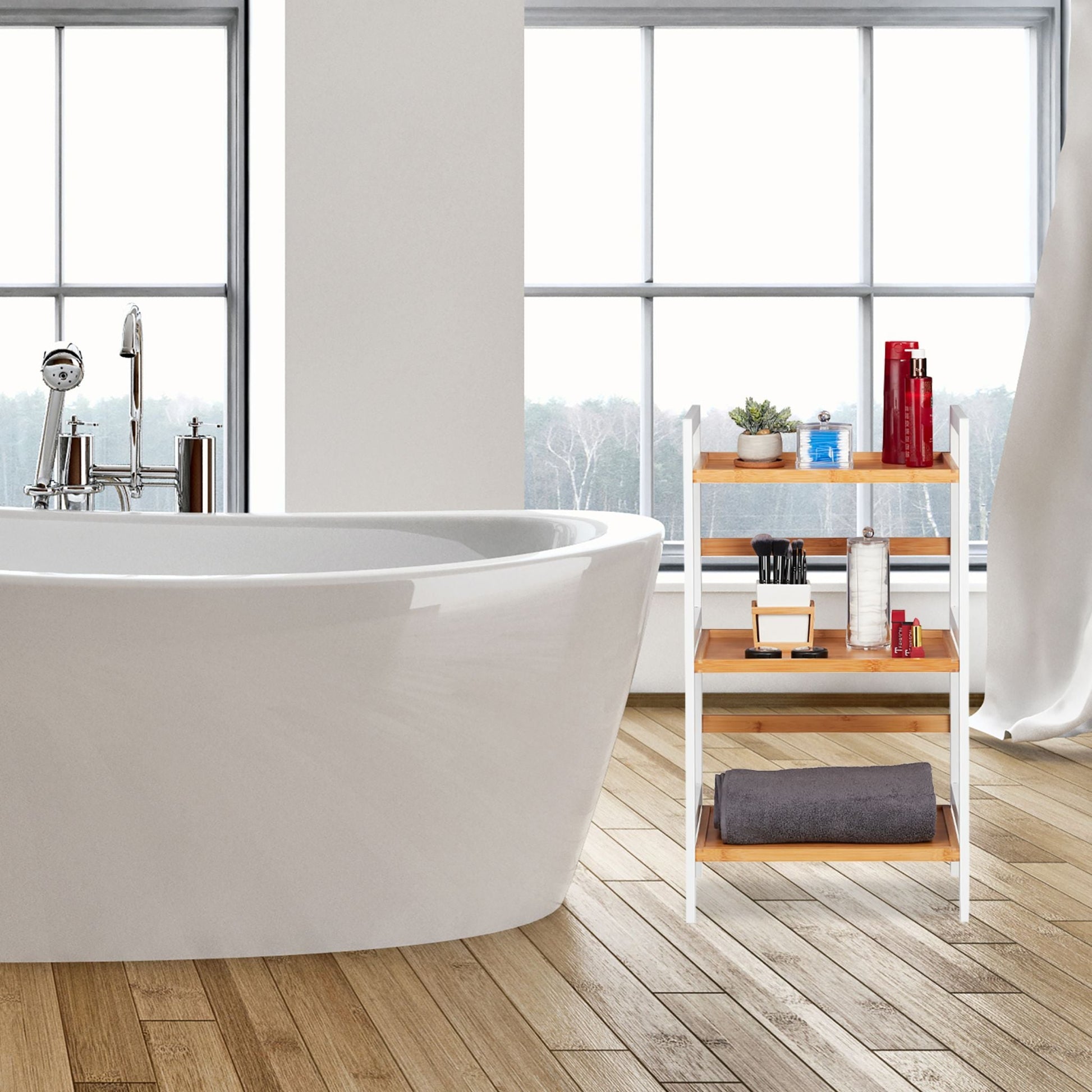 Regal mit Ablagen Bambus Hellbraun von Relaxdays