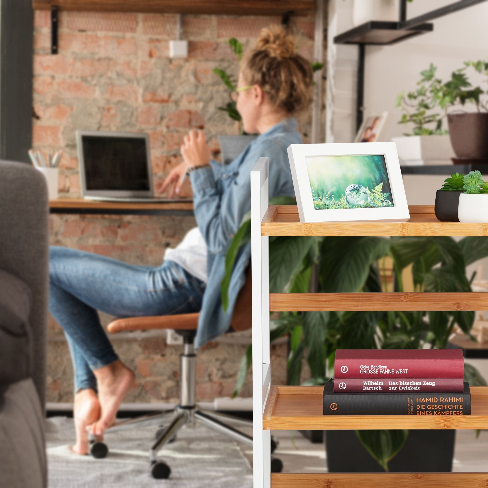 Regal mit Ablagen Bambus Hellbraun von Relaxdays