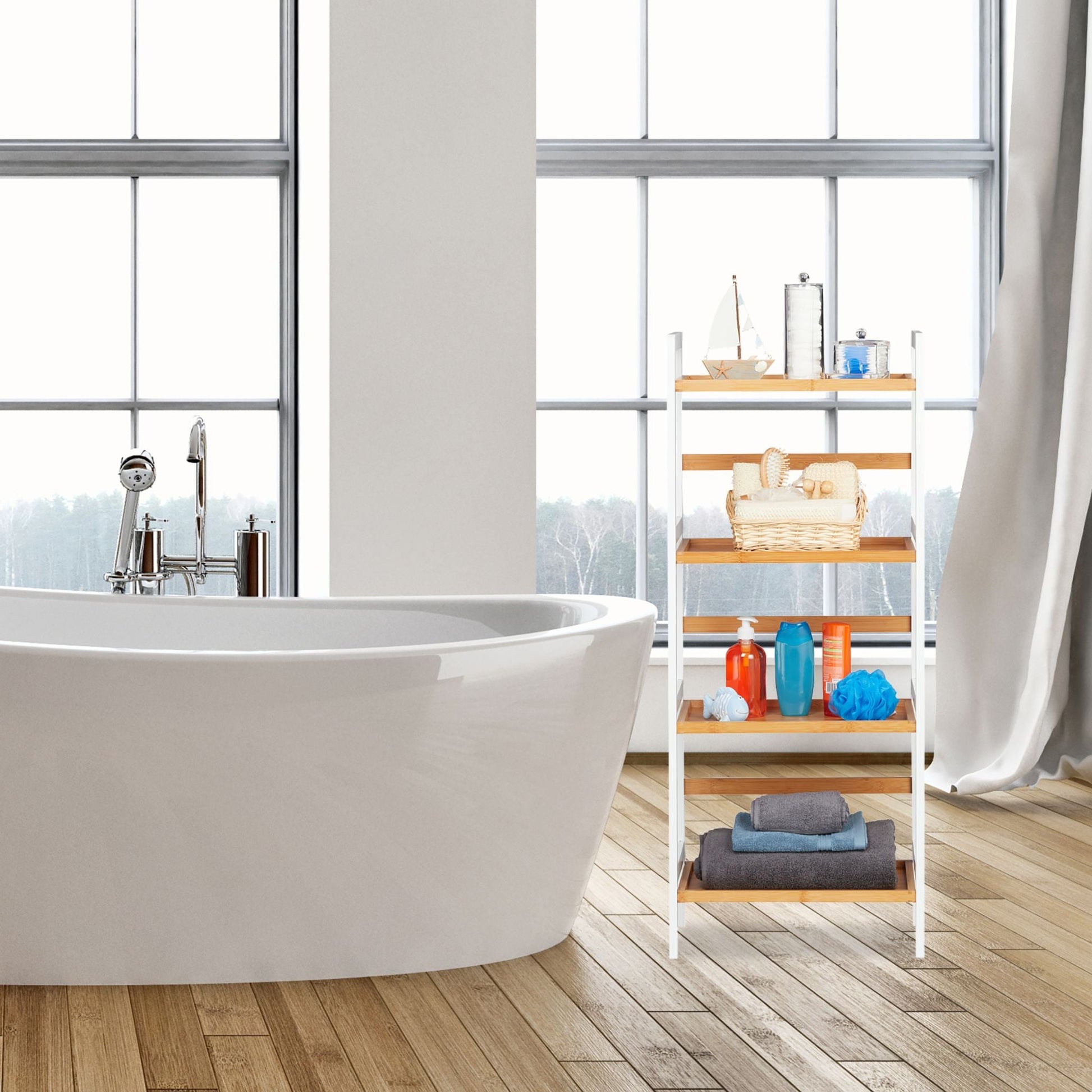 Regal mit Ablagen Bambus Hellbraun von Relaxdays