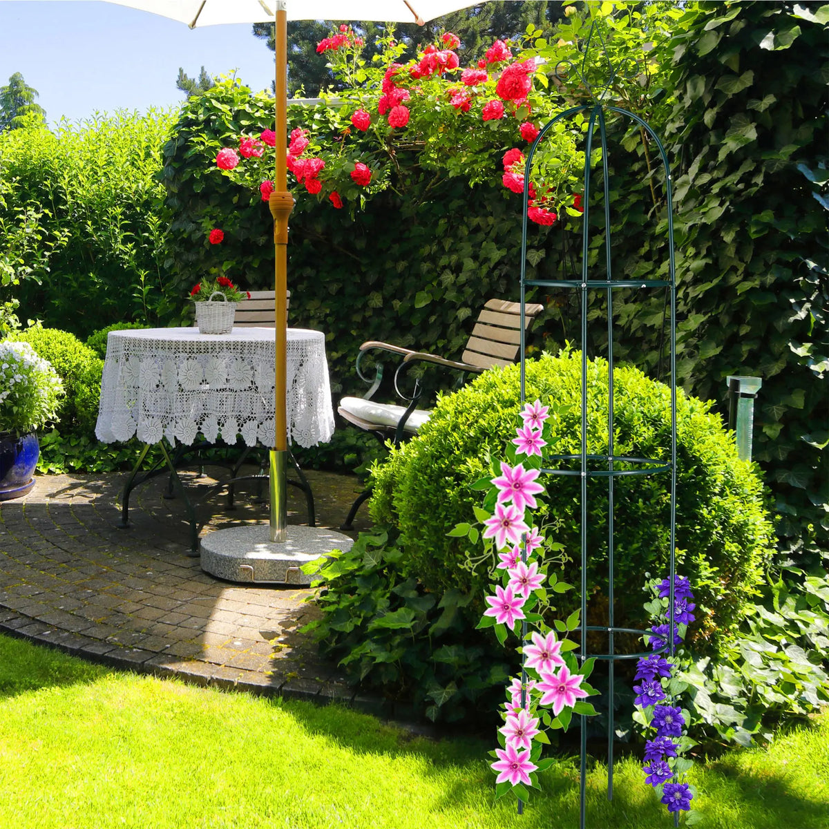 Rankhilfe Obelisk hoch Dunkelgrün von Relaxdays