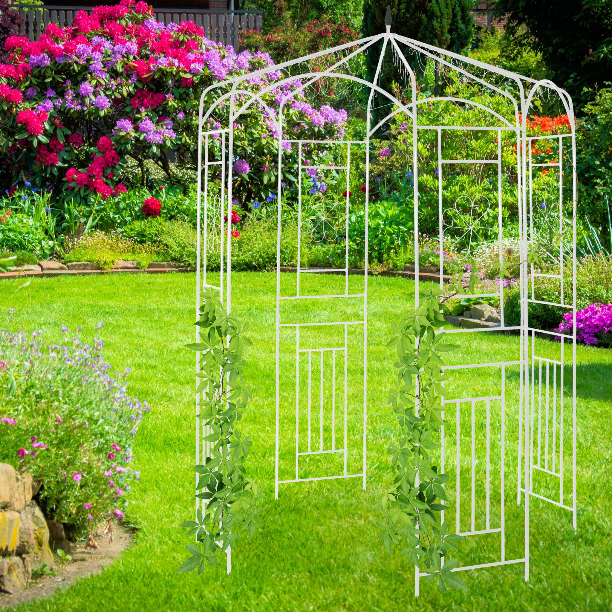 Rosenpavillon Metall Weiss von Relaxdays