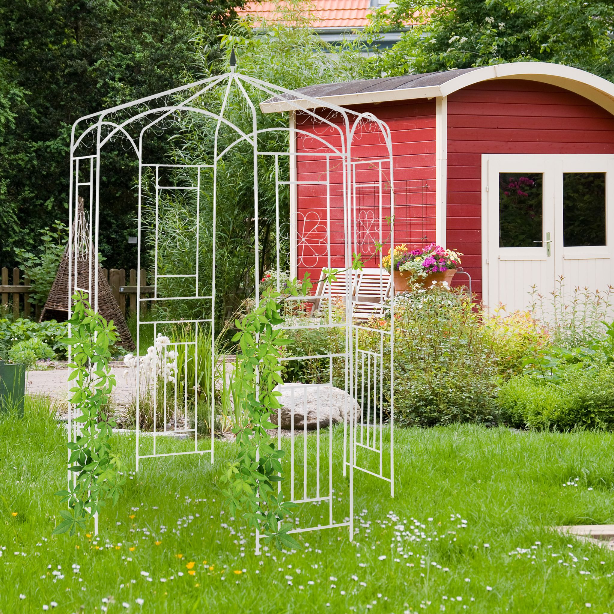 Rosenpavillon Metall Weiss von Relaxdays